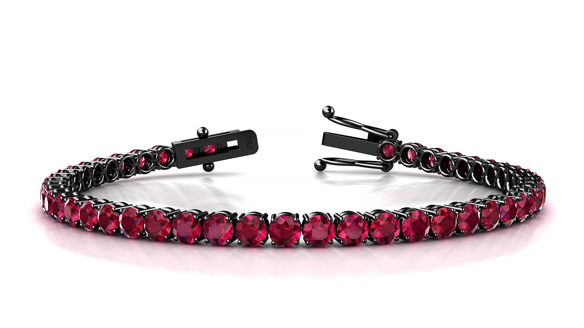 Capri | 18k Black Gold 3.4 mm Round Natural Ruby Tennis Bracelet