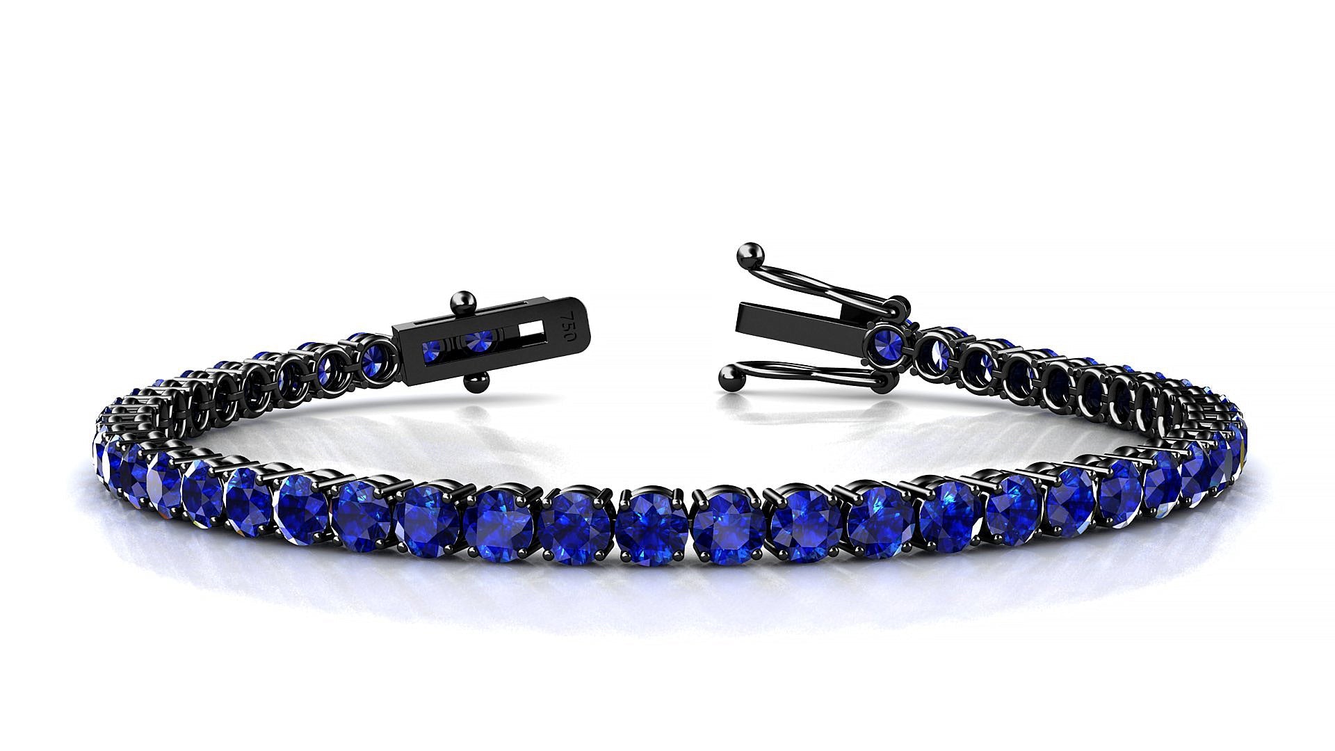 Capri | 18k Black Gold 3.4 mm Round Natural Sapphire Tennis Bracelet