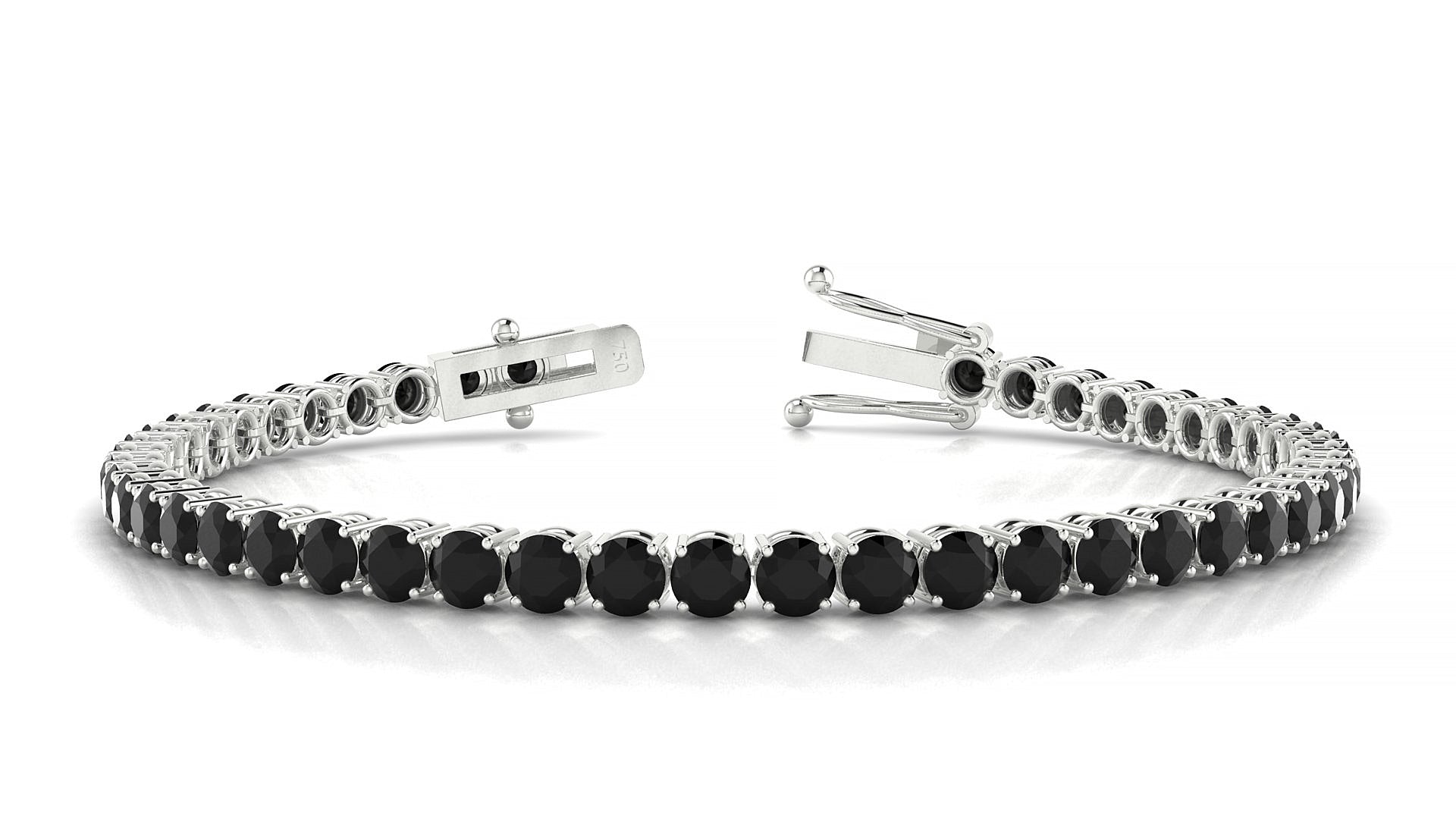 Capri | 18k White Gold 3.4 mm Round Natural Black Diamond Tennis Bracelet