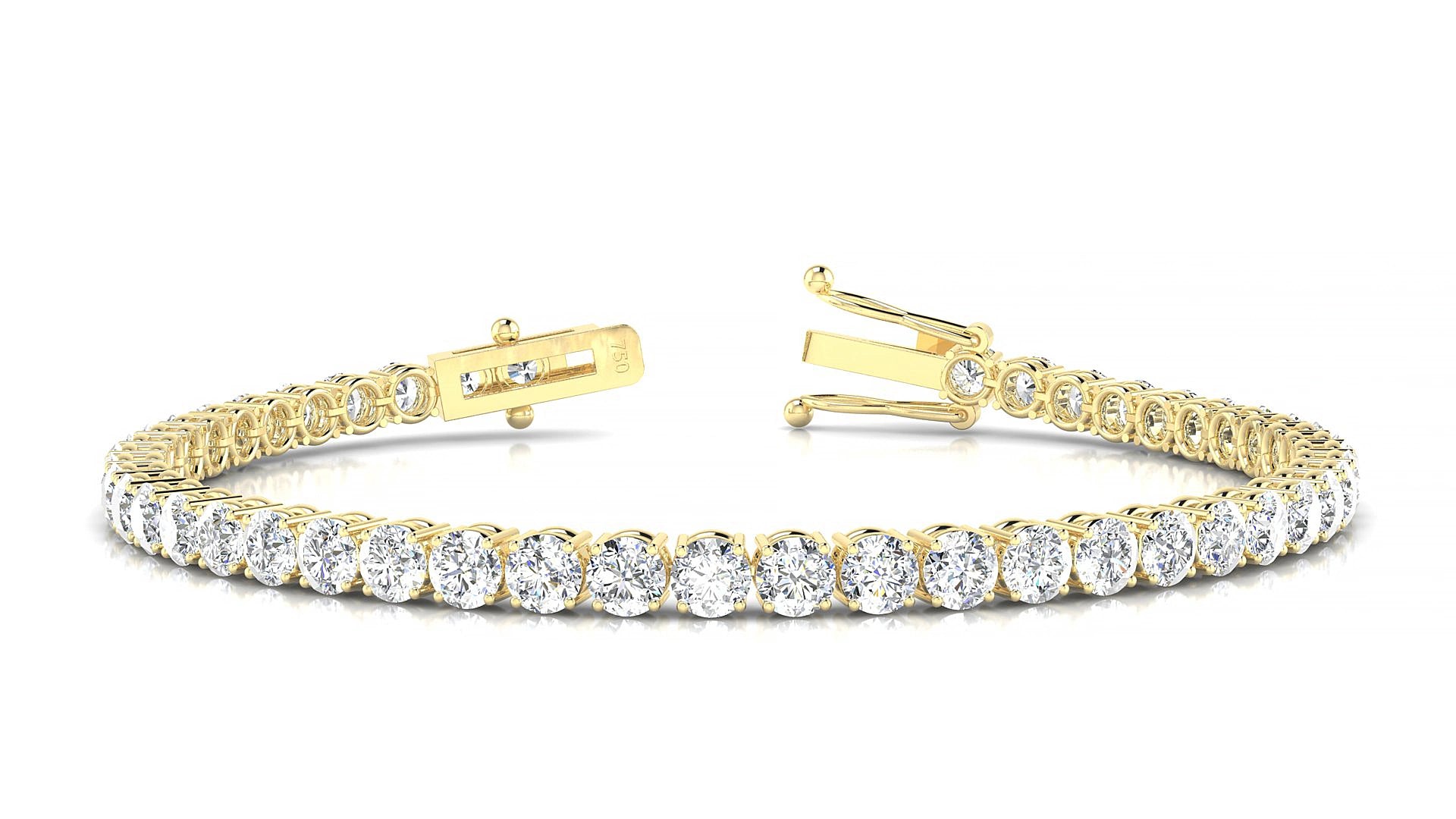Capri | 18k Yellow Gold 3.4 mm Round Natural Diamond 20 cm Tennis Bracelet