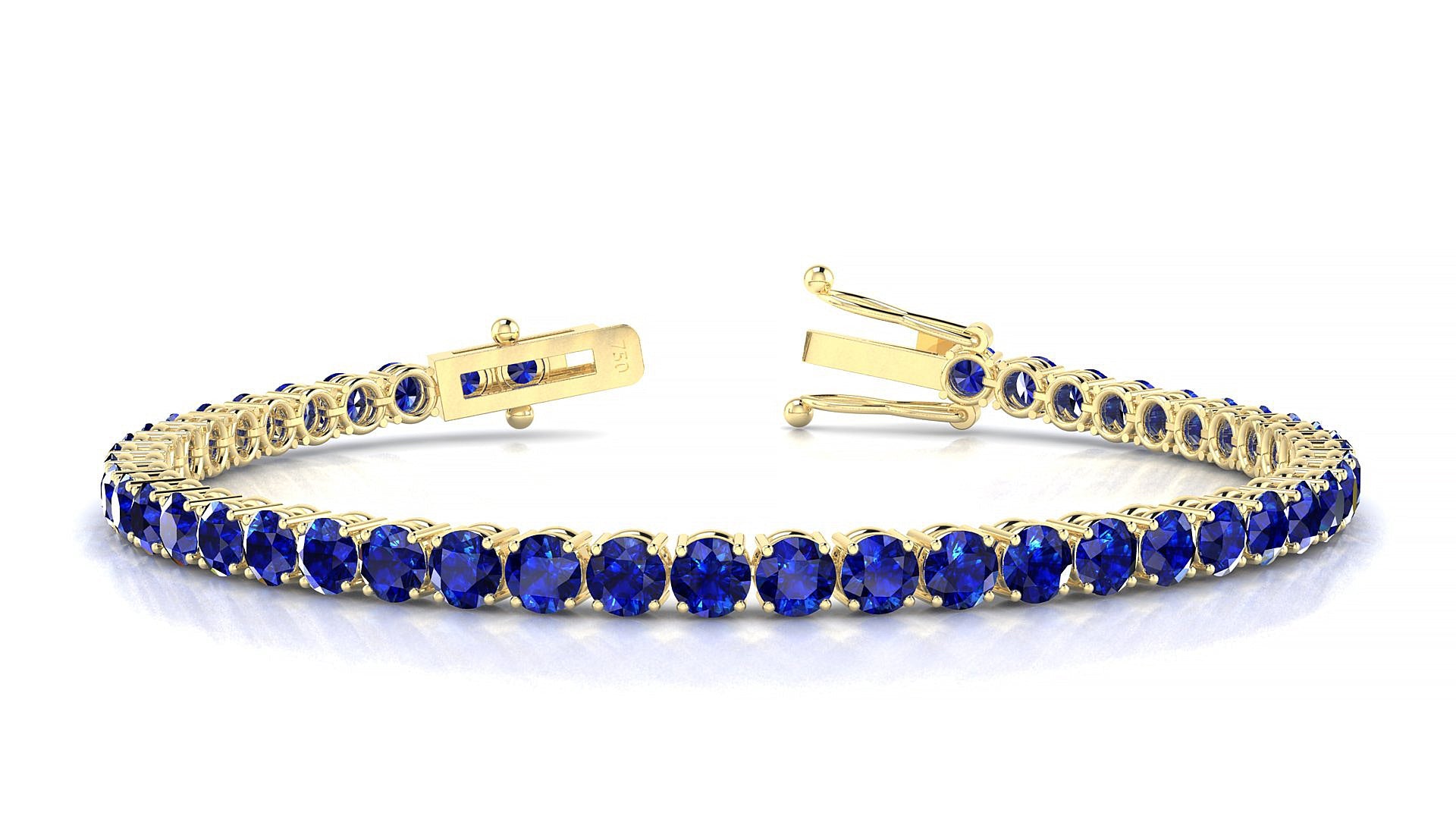Capri | 18k Yellow Gold 3.4 mm Round Natural Sapphire Tennis Bracelet