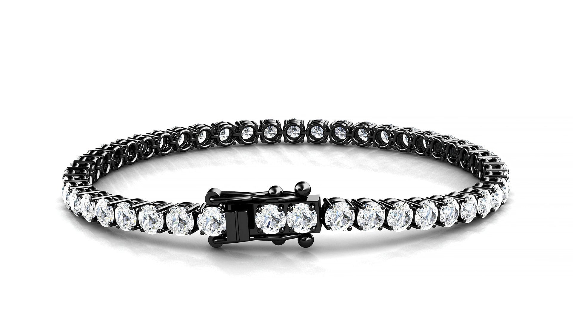 Capri | 18k Black Gold 3.4 mm Round Natural Diamond 17 cm Tennis Bracelet
