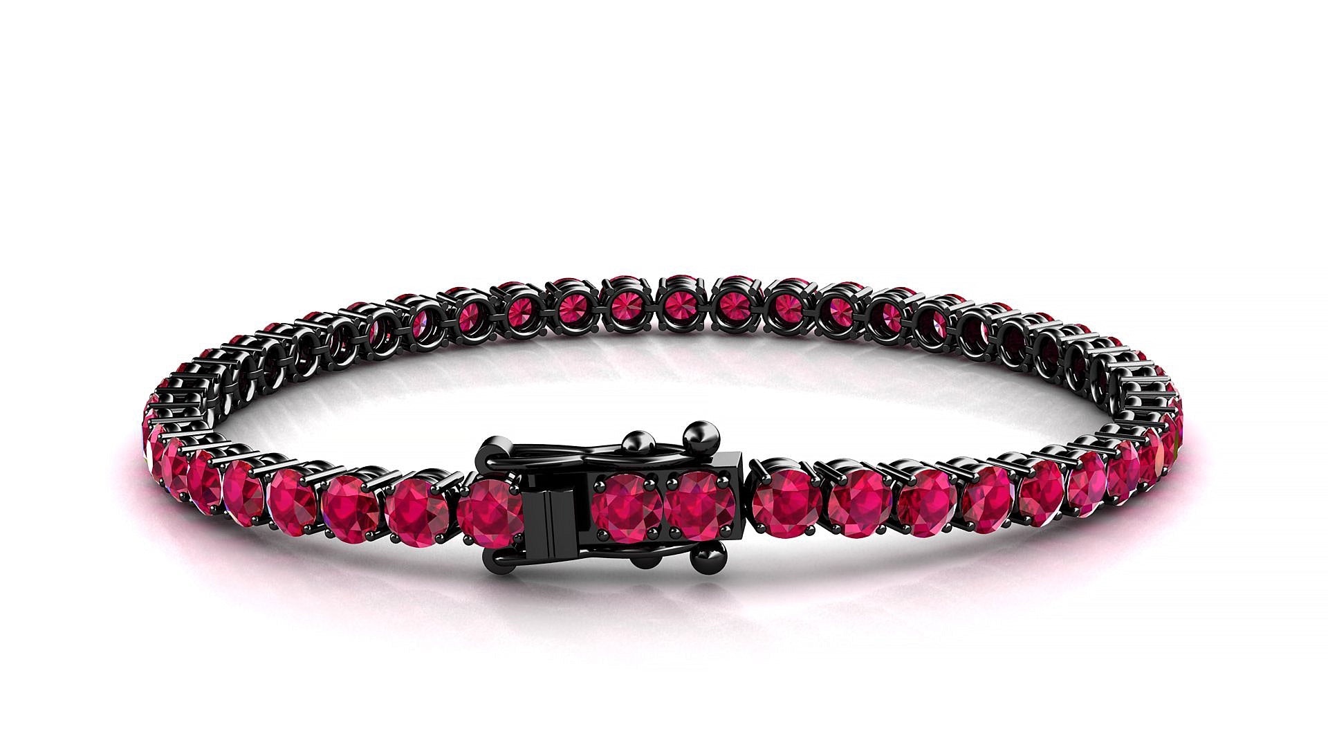 Capri | 18k Black Gold 3.4 mm Round Natural Ruby Tennis Bracelet