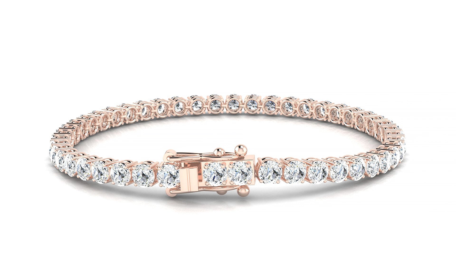 Capri | 18k Rose Gold 3.4 mm Round Natural Diamond 20 cm Tennis Bracelet