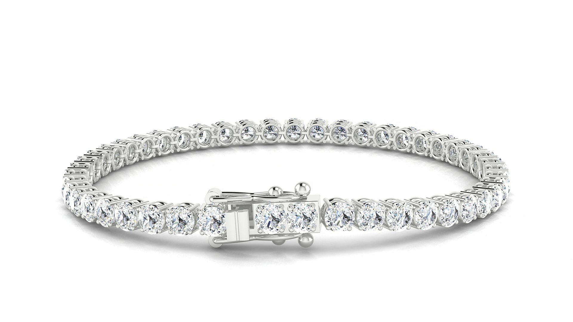 Capri | 18k White Gold 3.4 mm Round Lab-Grown Diamond 15 cm Tennis Bracelet