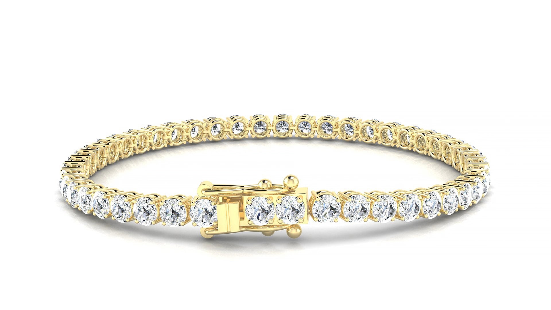 Capri | 18k Yellow Gold 3.4 mm Round Lab-Grown Diamond 15 cm Tennis Bracelet
