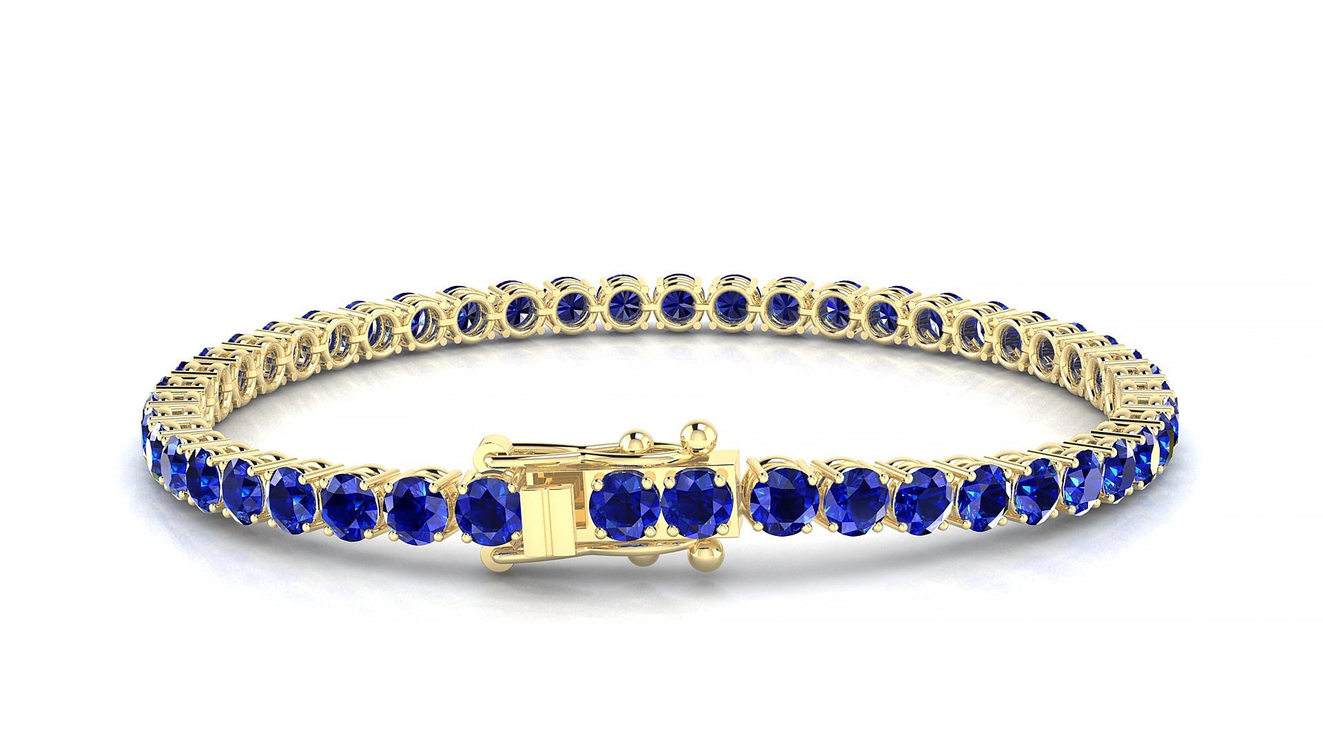 Capri | 18k Yellow Gold 3.4 mm Round Natural Sapphire 15 cm Tennis Bracelet