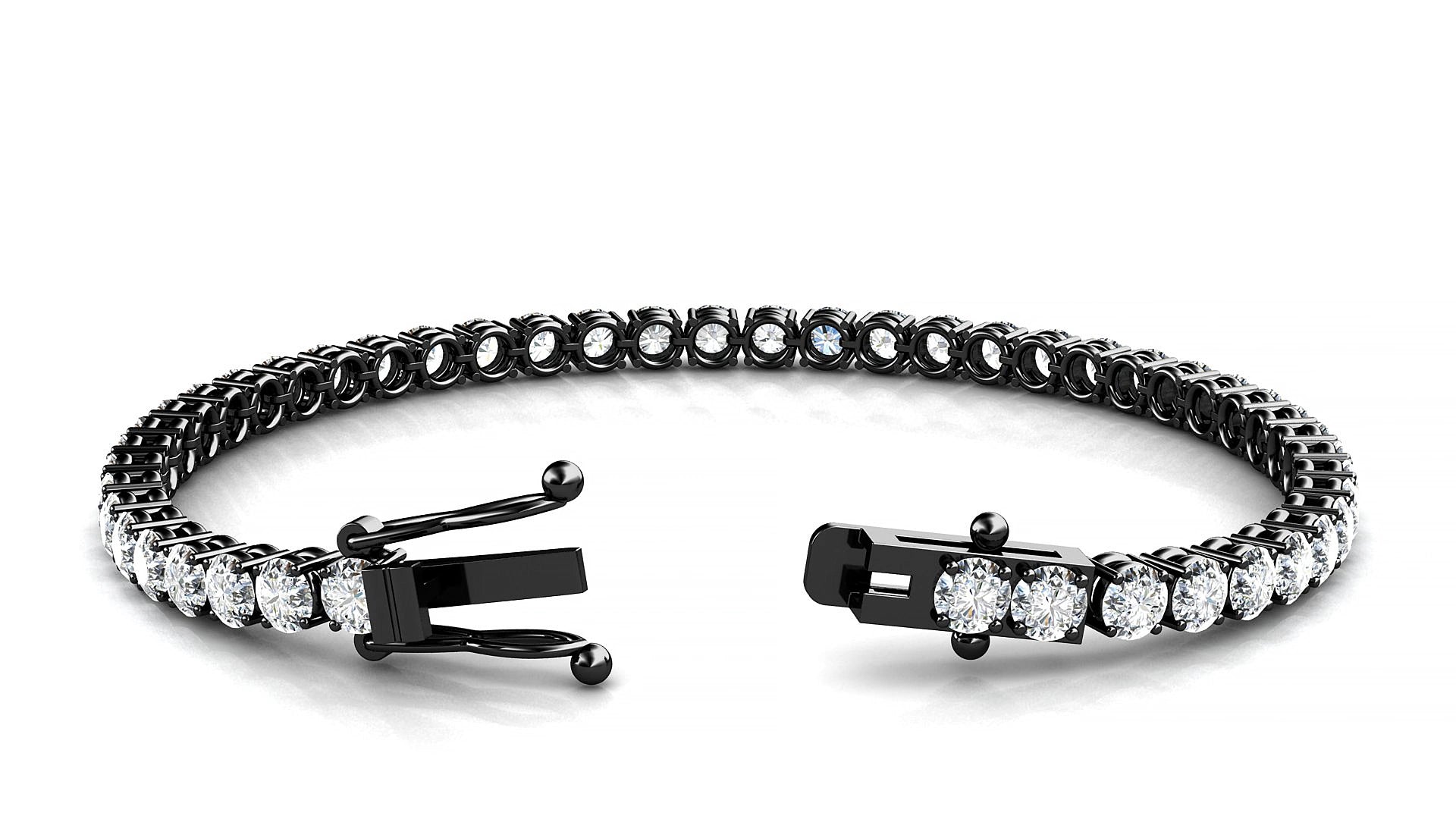 Capri | 18k Black Gold 3.4 mm Round Natural Diamond 17 cm Tennis Bracelet