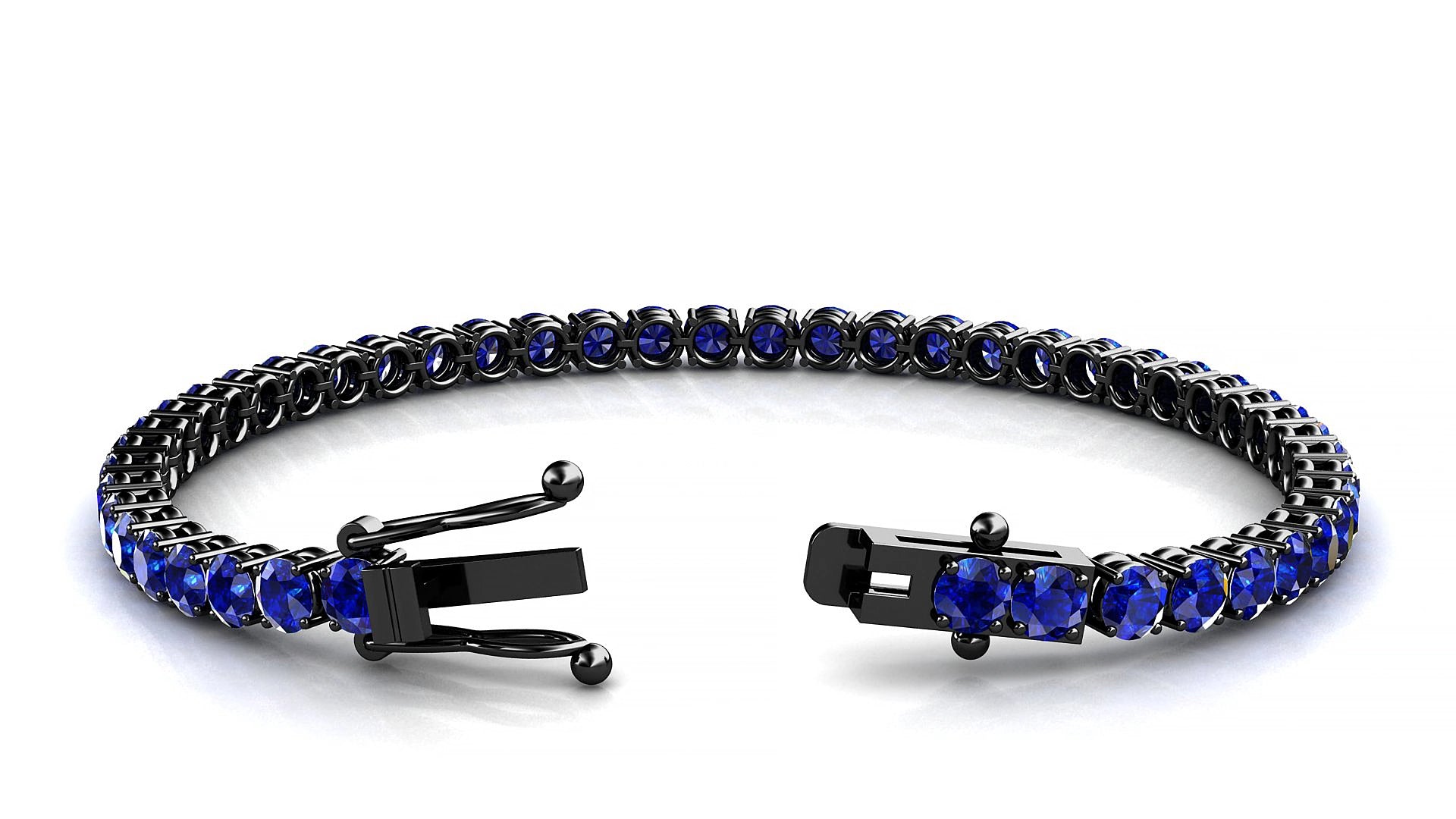 Capri | 18k Black Gold 3.4 mm Round Natural Sapphire 19 cm Tennis Bracelet