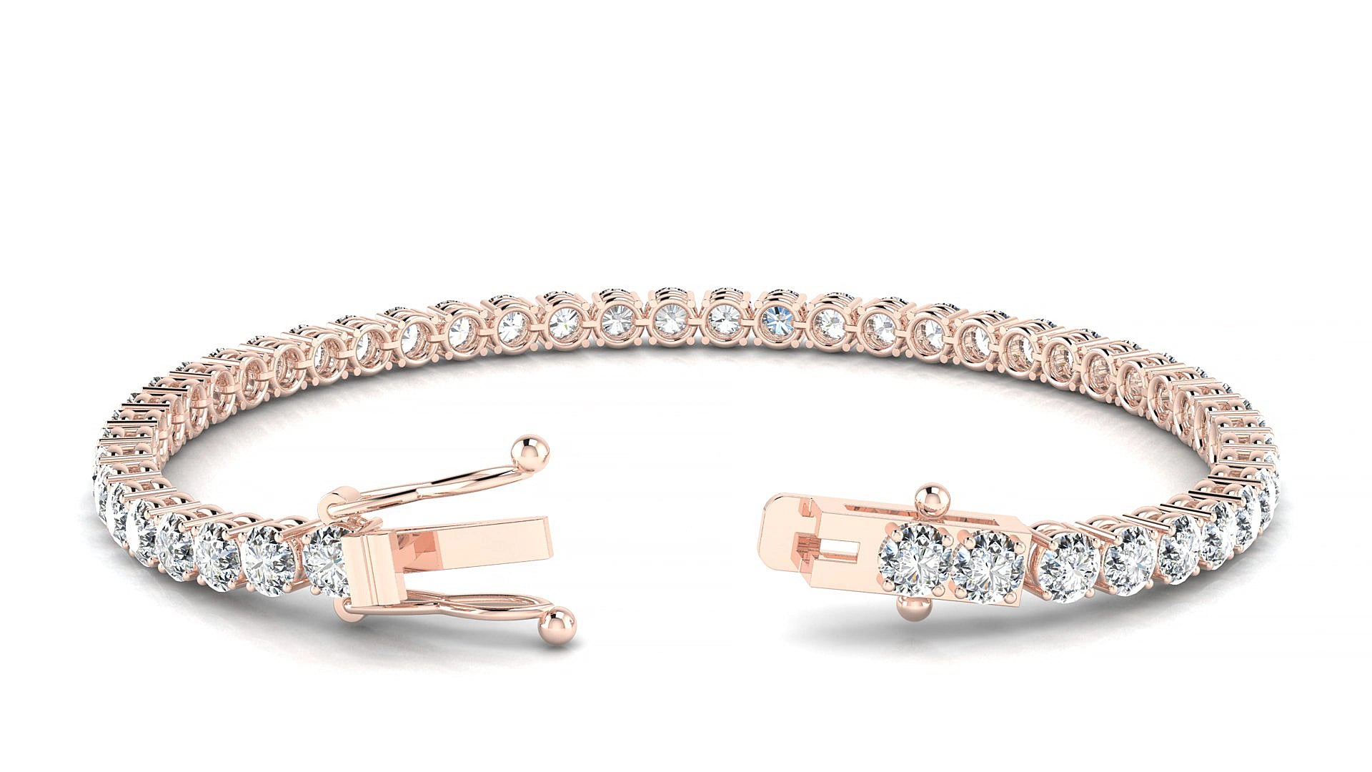 Capri | 18k Rose Gold 3.4 mm Round Lab-Grown Diamond 19 cm Tennis Bracelet