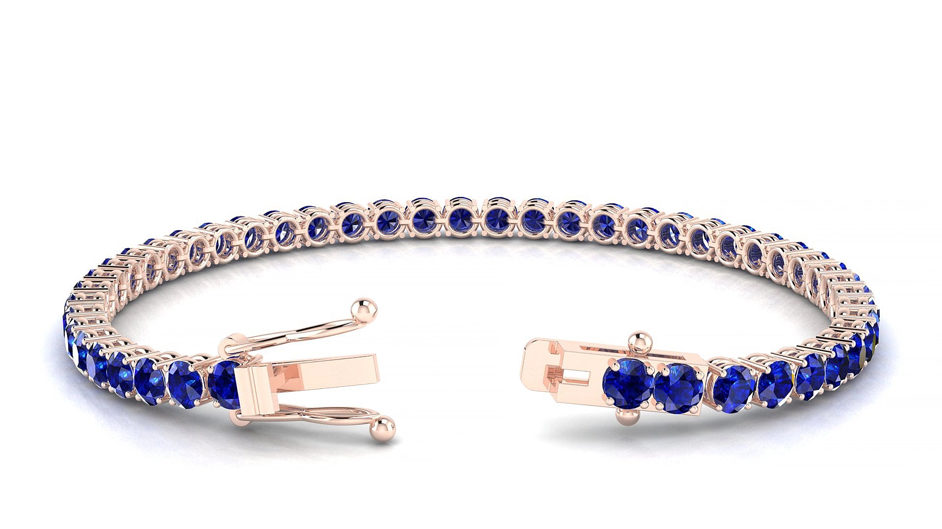 Capri | 18k Rose Gold 3.4 mm Round Natural Sapphire 15 cm Tennis Bracelet
