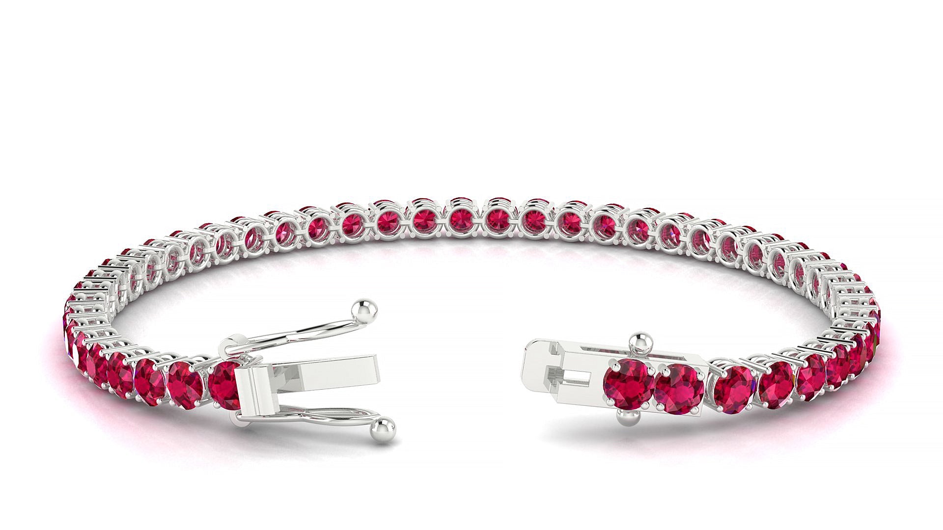 Capri | 18k White Gold 3.4 mm Round Natural Ruby Tennis Bracelet