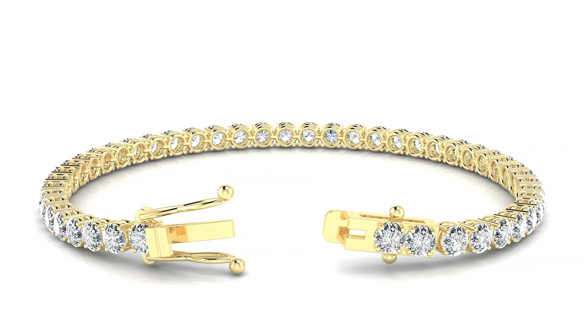 Capri | 18k Yellow Gold 3.4 mm Round Lab-Grown Diamond 20 cm Tennis Bracelet