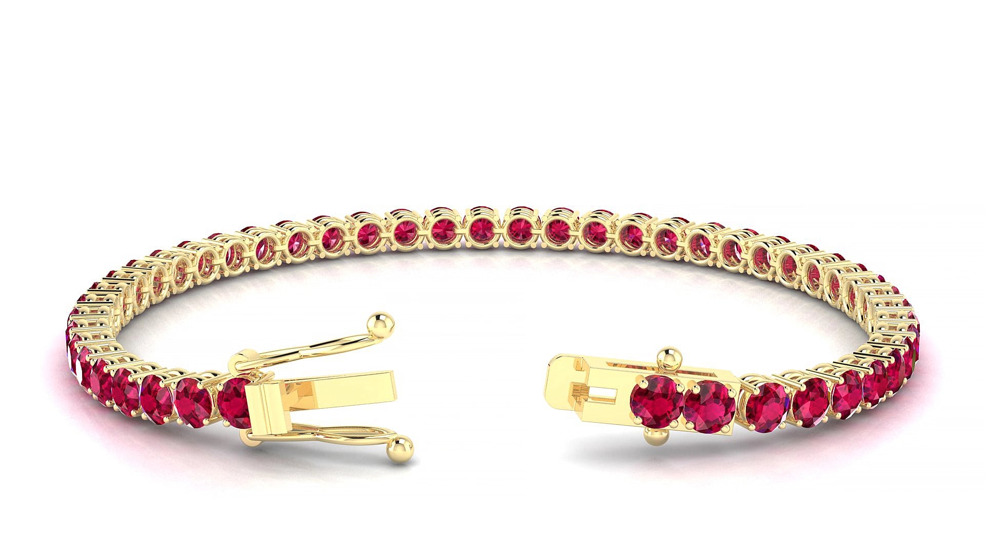 Capri | 18k Yellow Gold 3.4 mm Round Natural Ruby 18 cm Tennis Bracelet