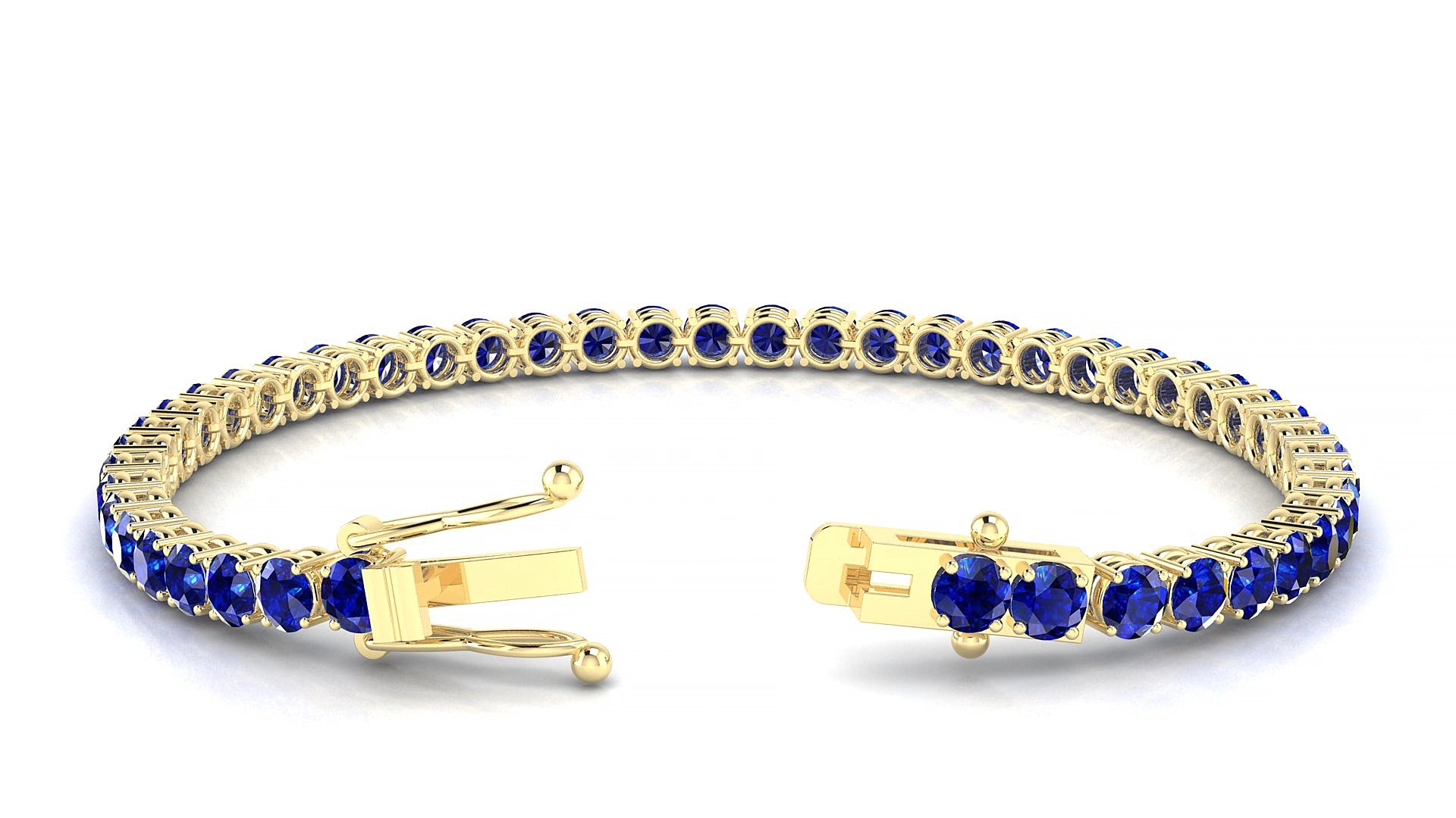 Capri | 18k Yellow Gold 3.4 mm Round Natural Sapphire 16 cm Tennis Bracelet