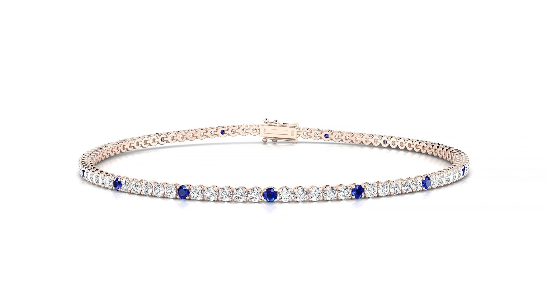 Firenze 1-5 | 18k Rose Gold 1.7 mm Round Natural Sapphire & Diamond Tennis Bracelet