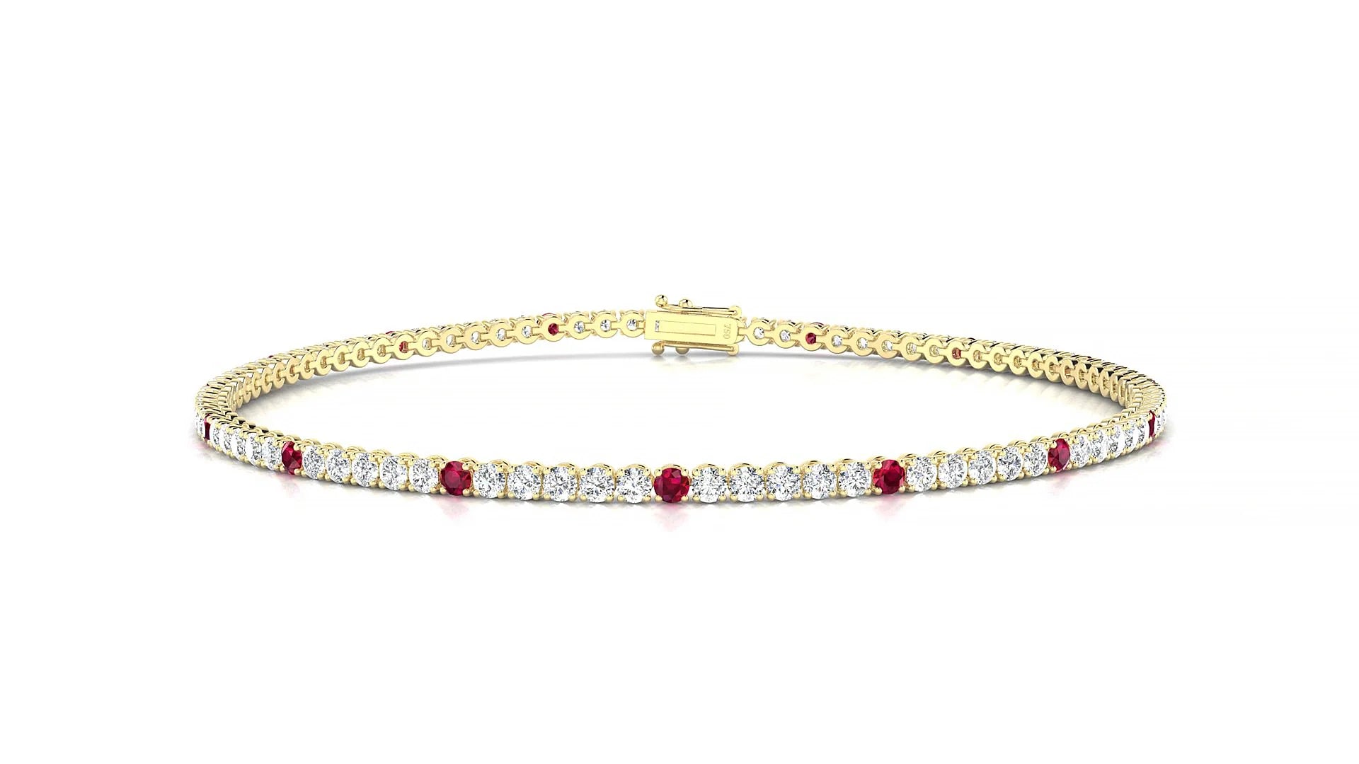 Firenze 1-5 | 18k Yellow Gold 1.7 mm Round Natural Ruby & Diamond Tennis Bracelet