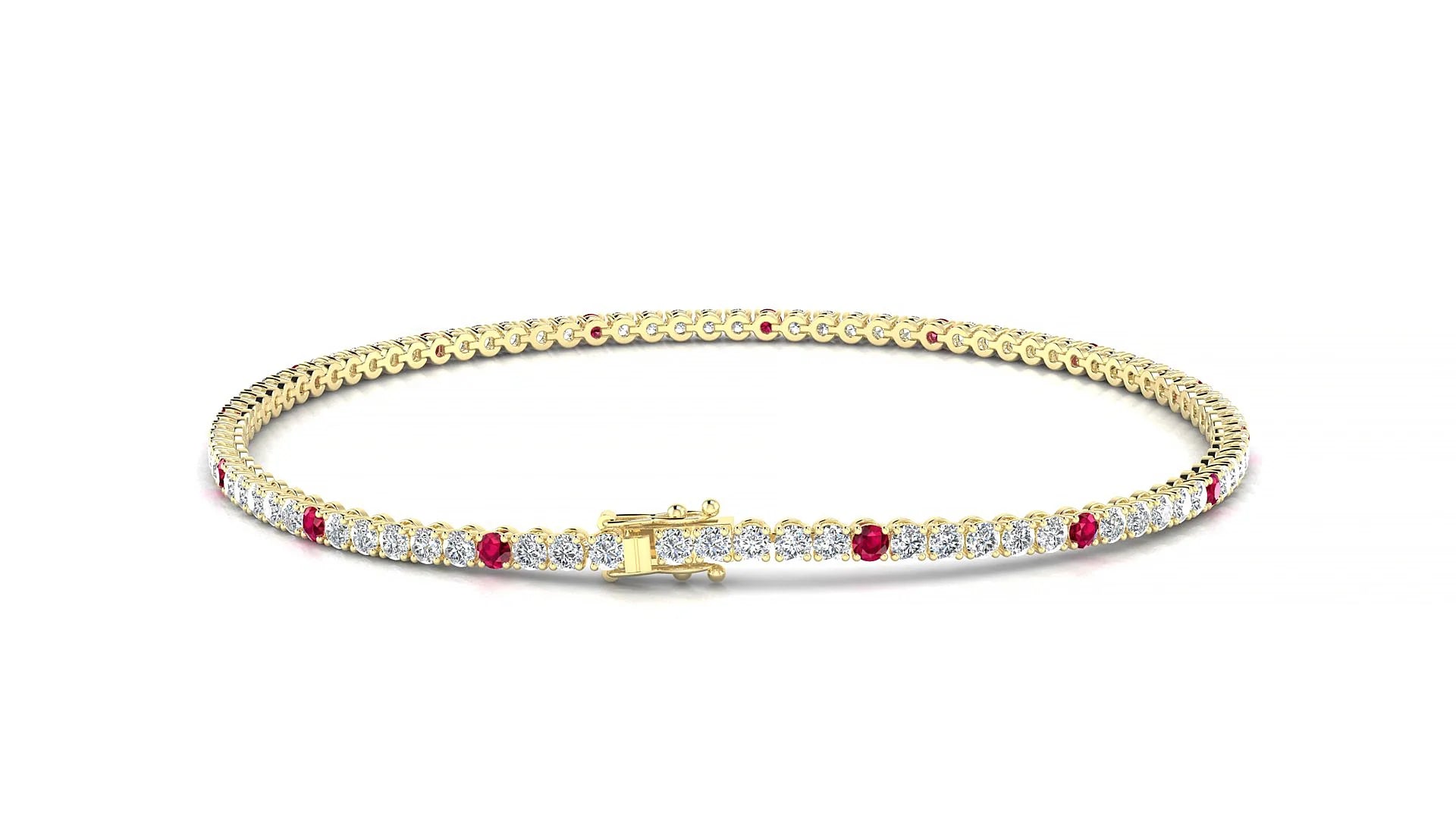 Firenze 1-5 | 18k Yellow Gold 1.7 mm Round Natural Ruby & Diamond Tennis Bracelet
