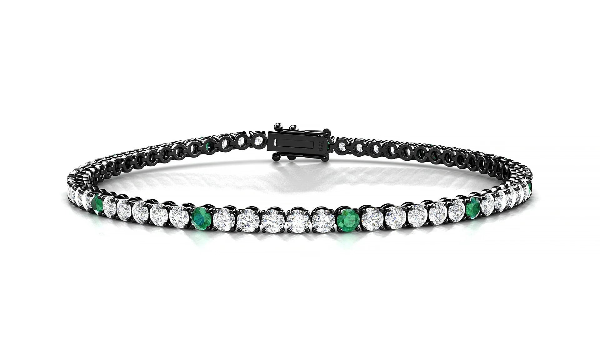 Firenze 1-5 | 18k Black Gold 2.5 mm Round Natural Emerald & Diamond Tennis Bracelet