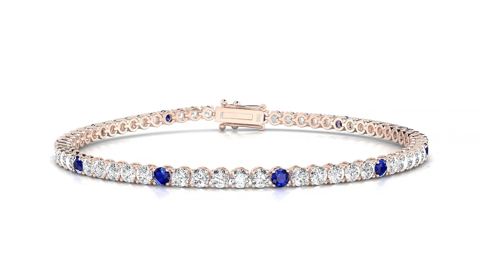 Firenze 1-5 | 18k Rose Gold 2.5 mm Round Natural Sapphire & Diamond Tennis Bracelet