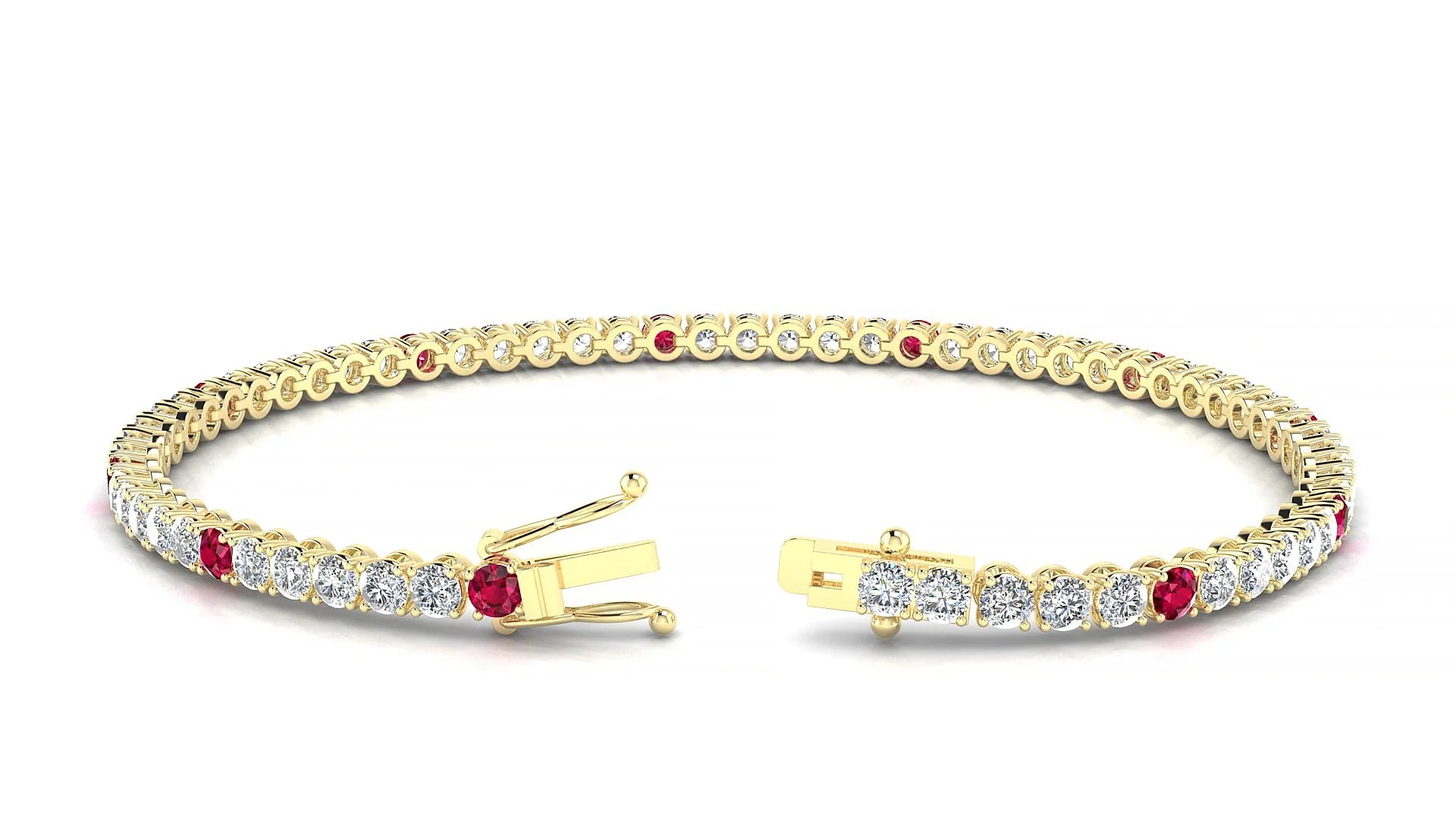 Firenze 1-5 | 18k Yellow Gold 2.5 mm Round Natural Ruby & Diamond Tennis Bracelet