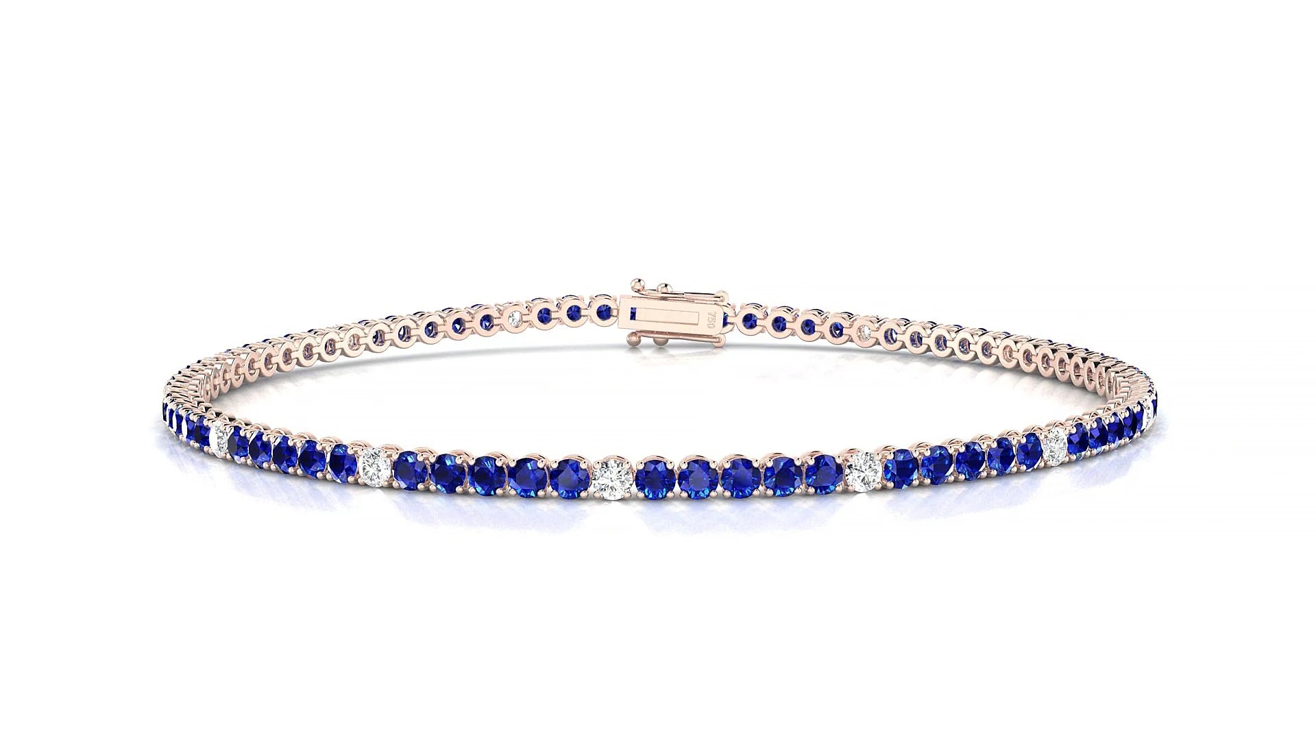 Firenze 5-1 | 18k Rose Gold 2 mm Round Natural Sapphire & Diamond Tennis Bracelet