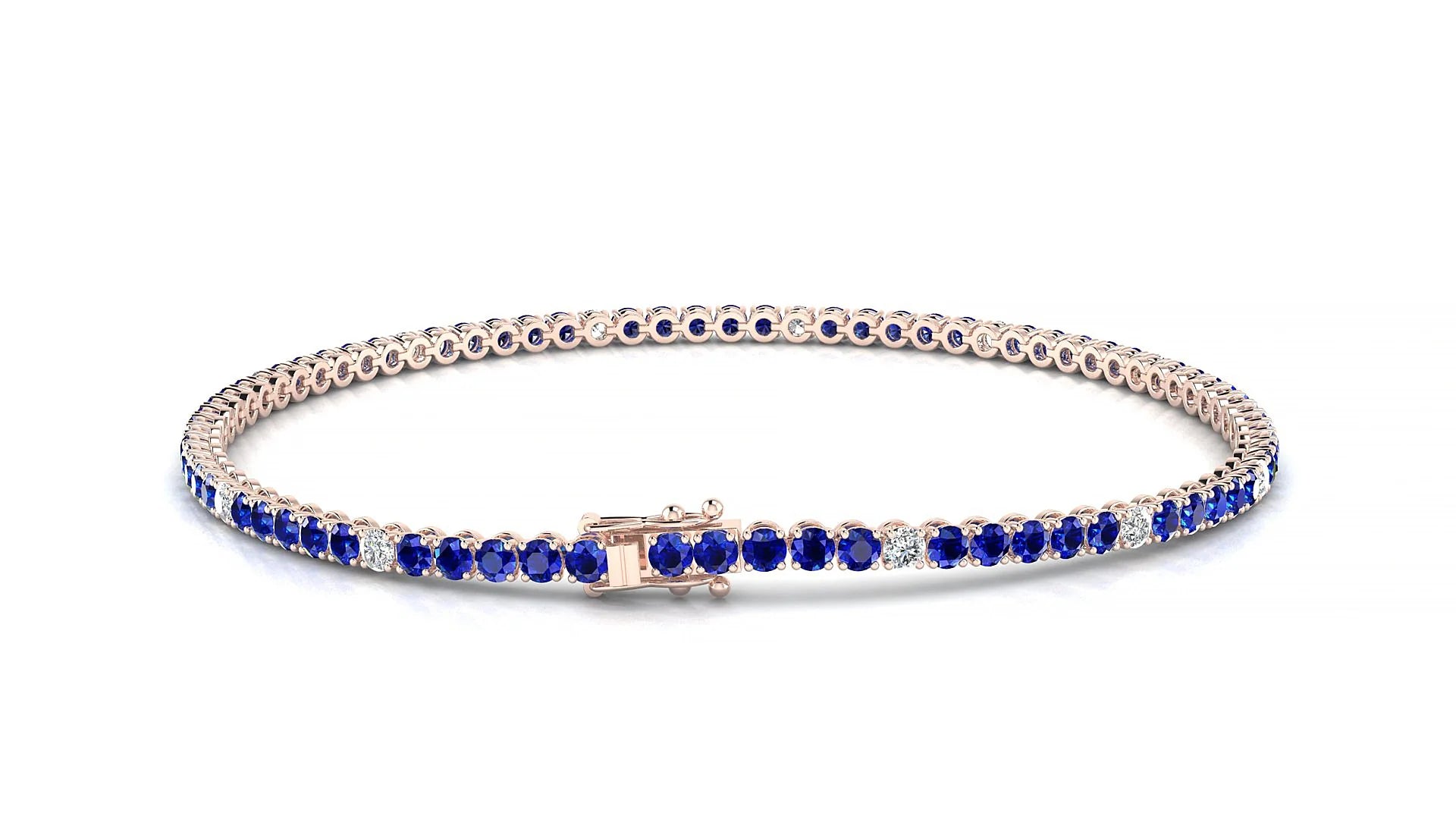 Firenze 5-1 | 18k Rose Gold 2 mm Round Natural Sapphire & Diamond Tennis Bracelet