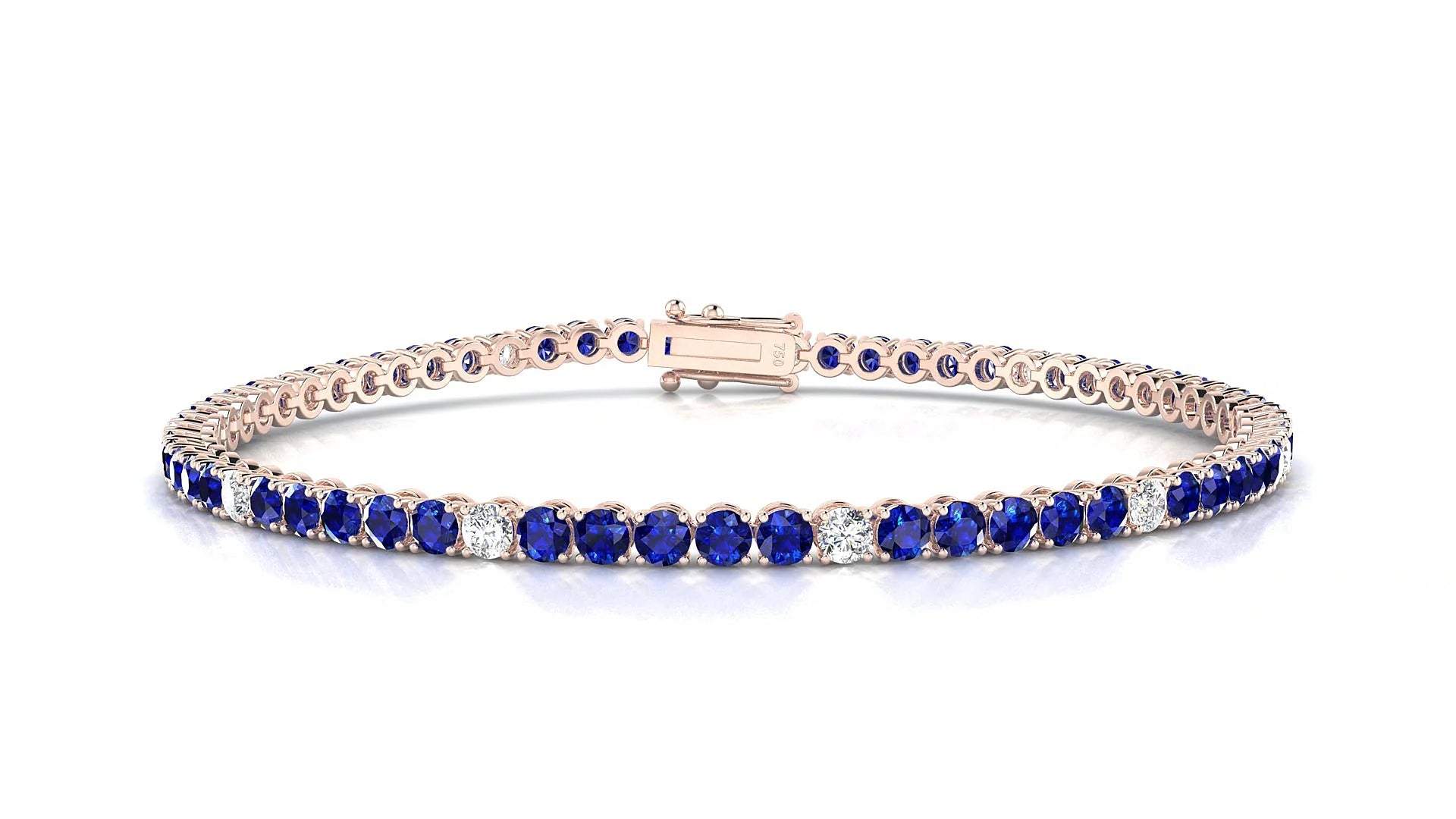 Firenze 5-1 | 18k Rose Gold 2.5 mm Round Natural Sapphire & Diamond Tennis Bracelet