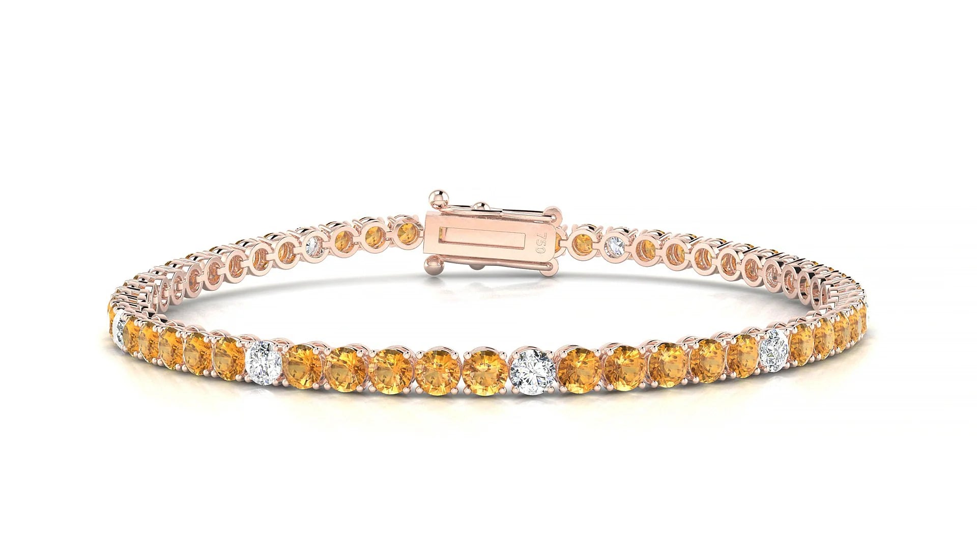 Firenze 5-1 | 18k Rose Gold 3 mm Round Natural Citrine & Diamond Tennis Bracelet
