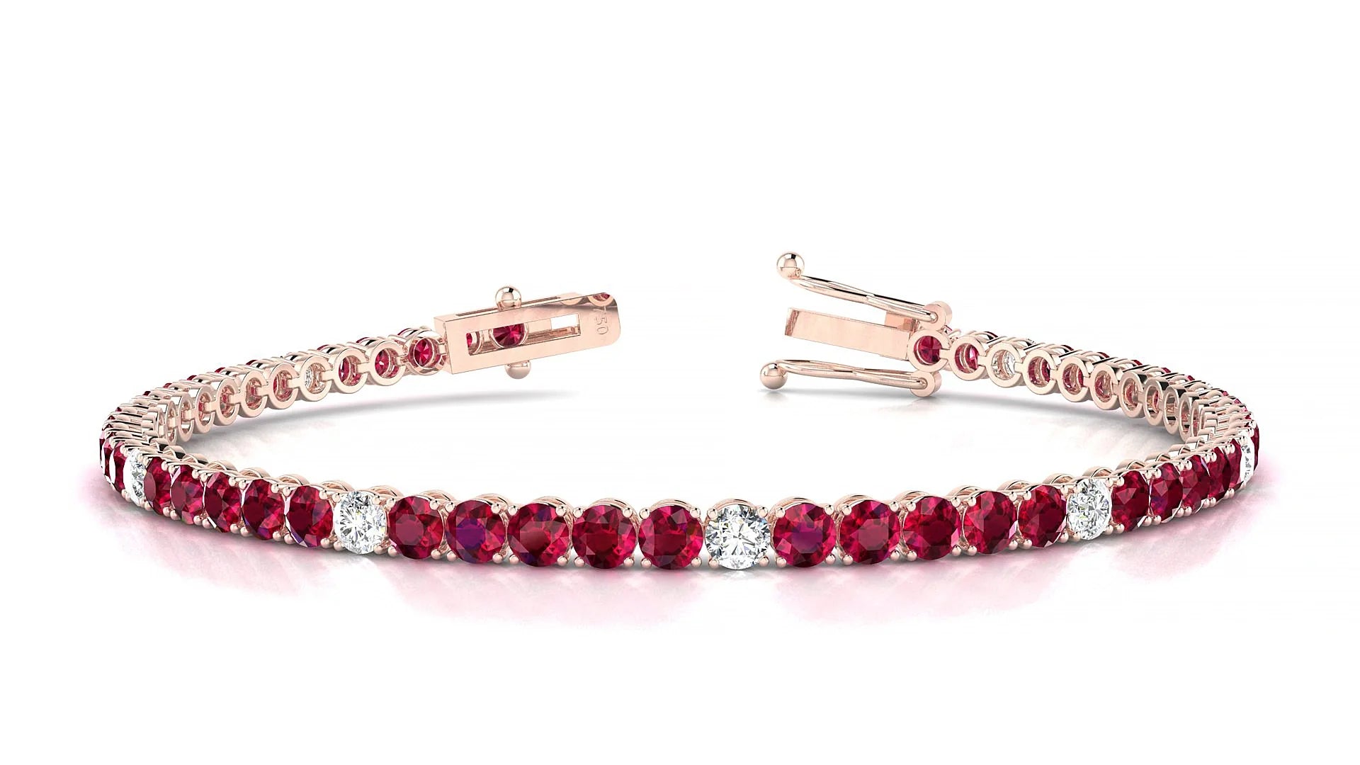 Firenze 5-1 | 18k Rose Gold 3 mm Round Natural Ruby & Diamond Tennis Bracelet