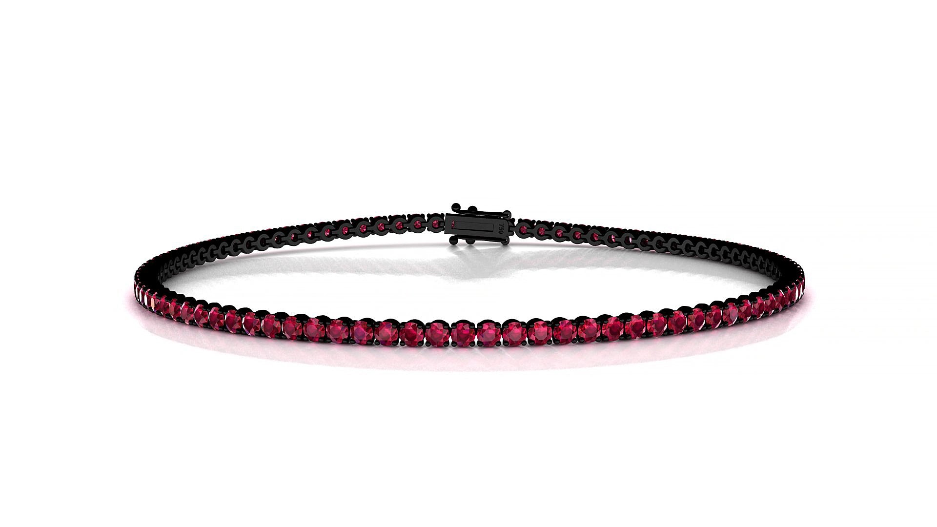 Firenze | 18k Black Gold 1.7 mm Round Natural Ruby 16 cm Tennis Bracelet
