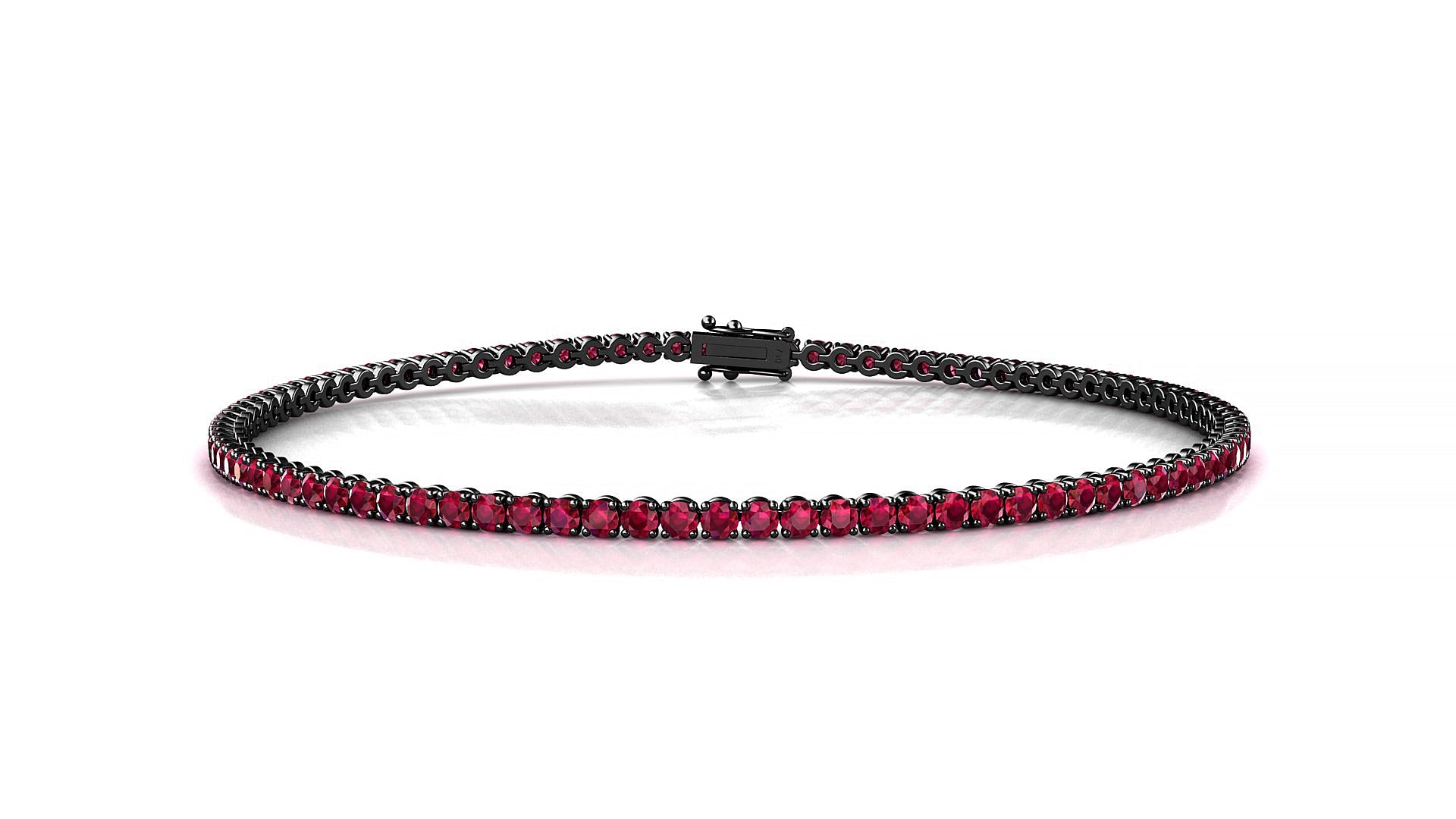 Firenze | 18k Black Gold 1.7 mm Round Natural Ruby Tennis Bracelet