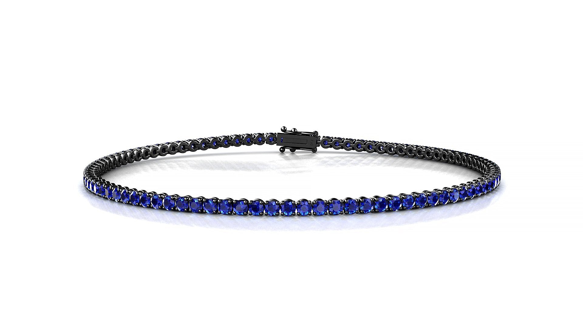 Firenze | 18k Black Gold 1.7 mm Round Natural Sapphire Tennis Bracelet