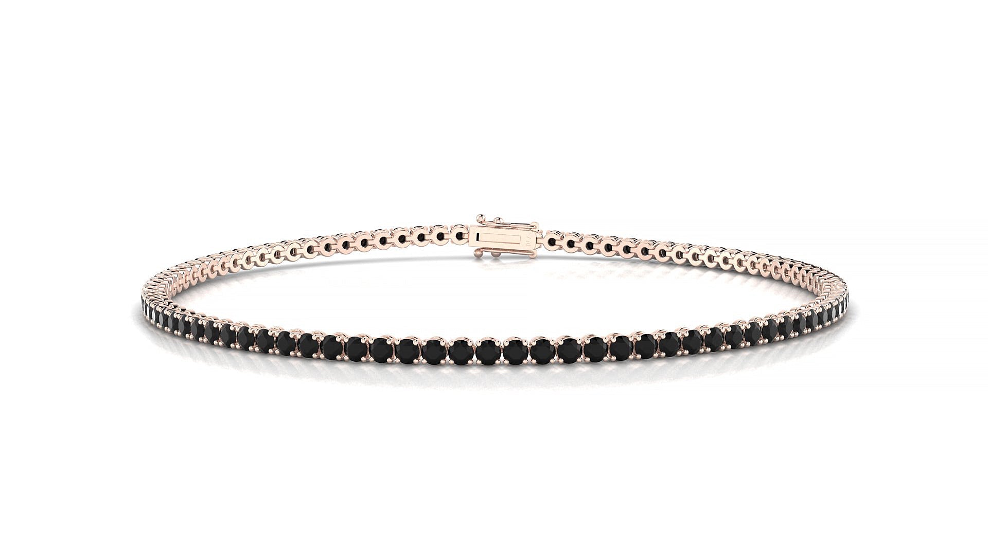 Firenze | 18k Rose Gold 1.7 mm Round Natural Black Diamond Tennis Bracelet