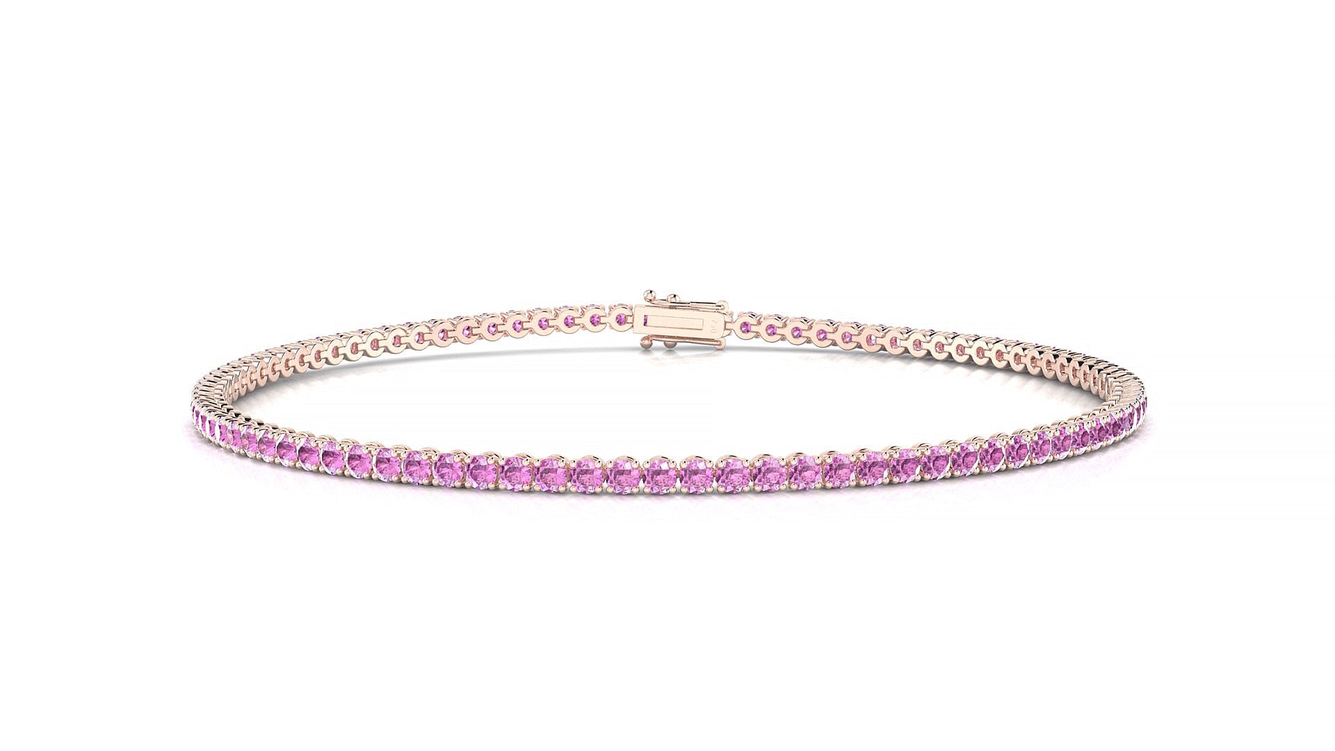 Firenze | 18k Rose Gold 1.7 mm Round Natural Pink Sapphire Tennis Bracelet