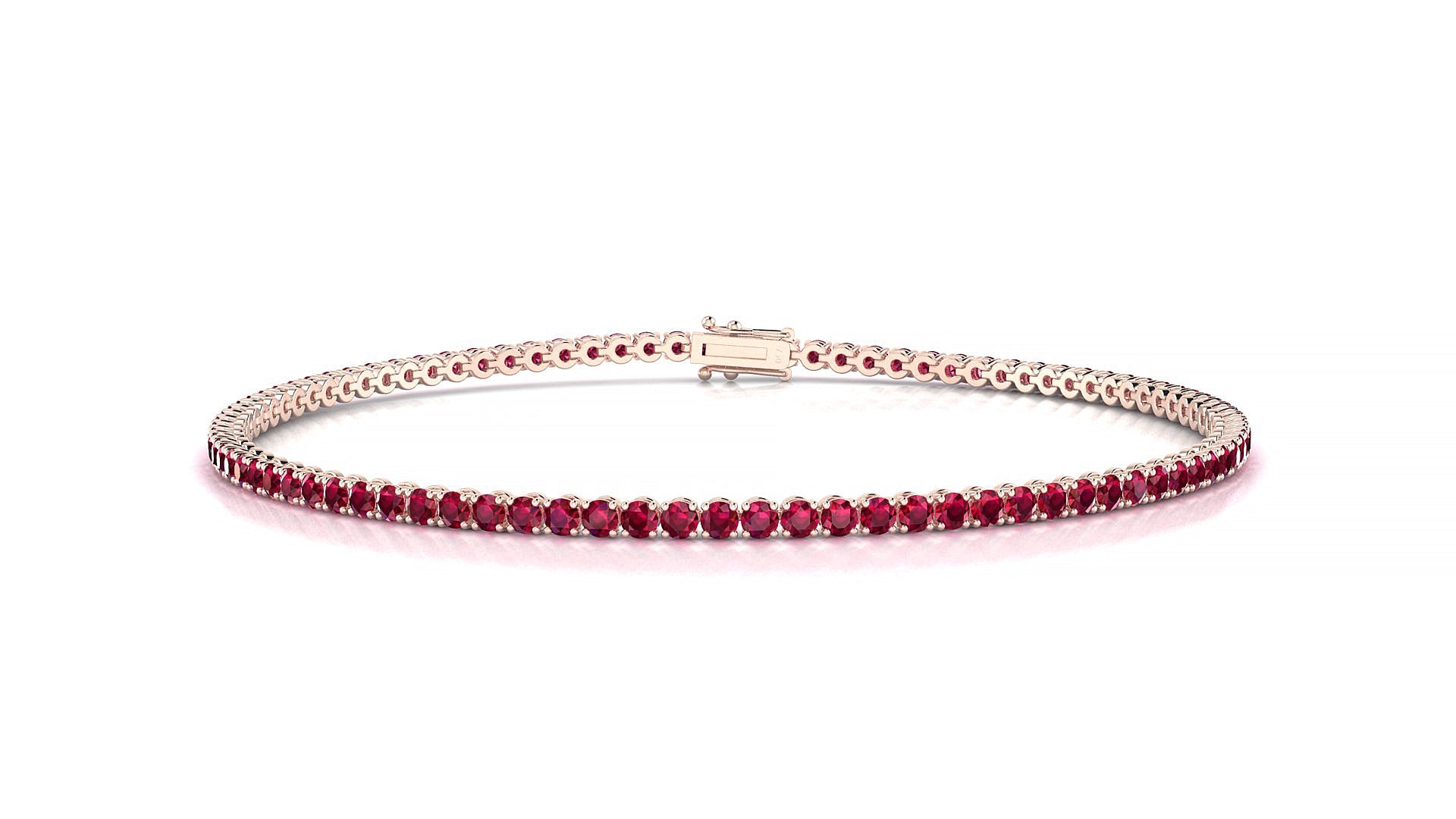Firenze | 18k Rose Gold 1.7 mm Round Natural Ruby Tennis Bracelet