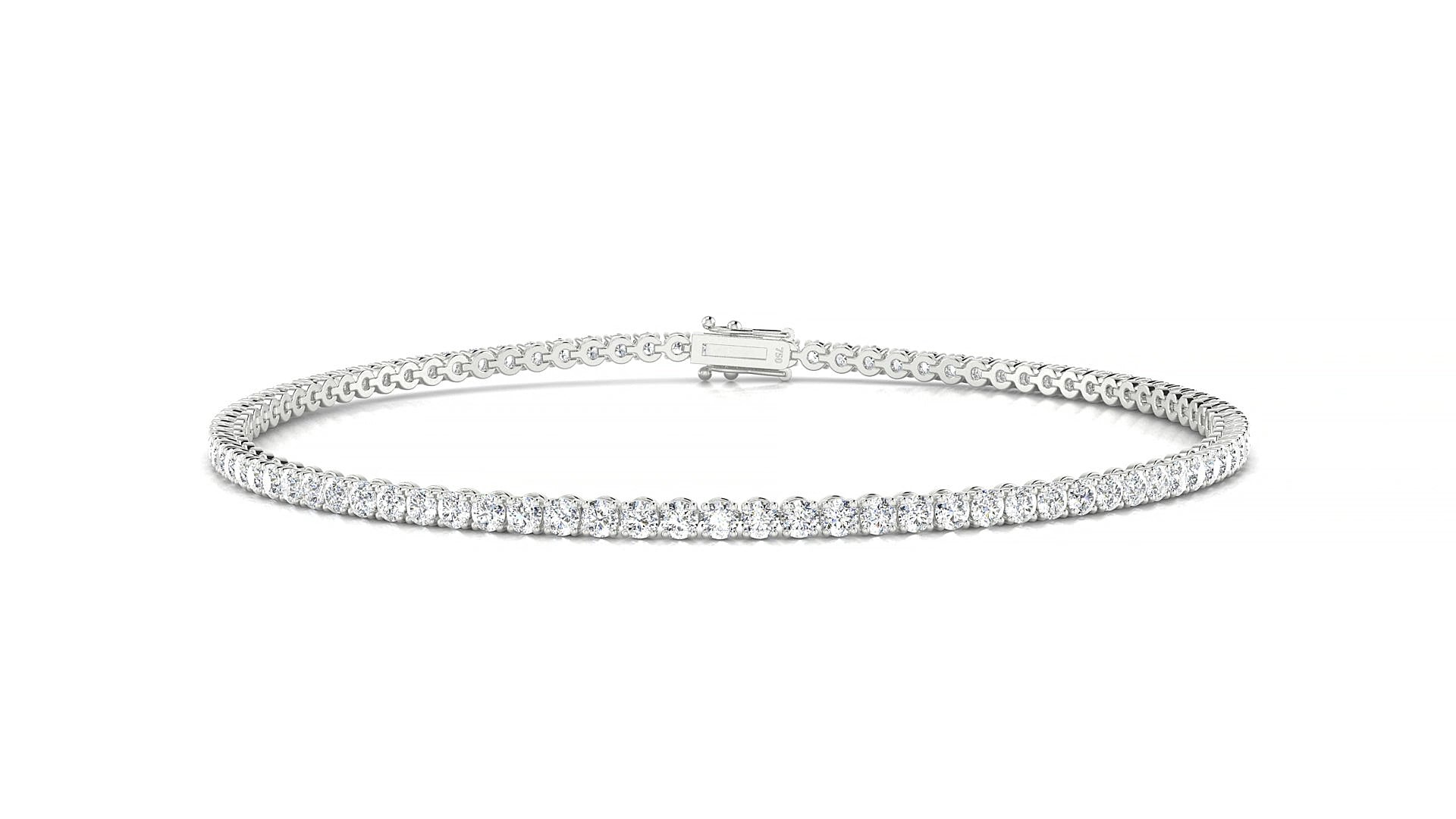 Firenze | 18k White Gold 1.7 mm Round Lab-Grown Diamond 18 cm Tennis Bracelet