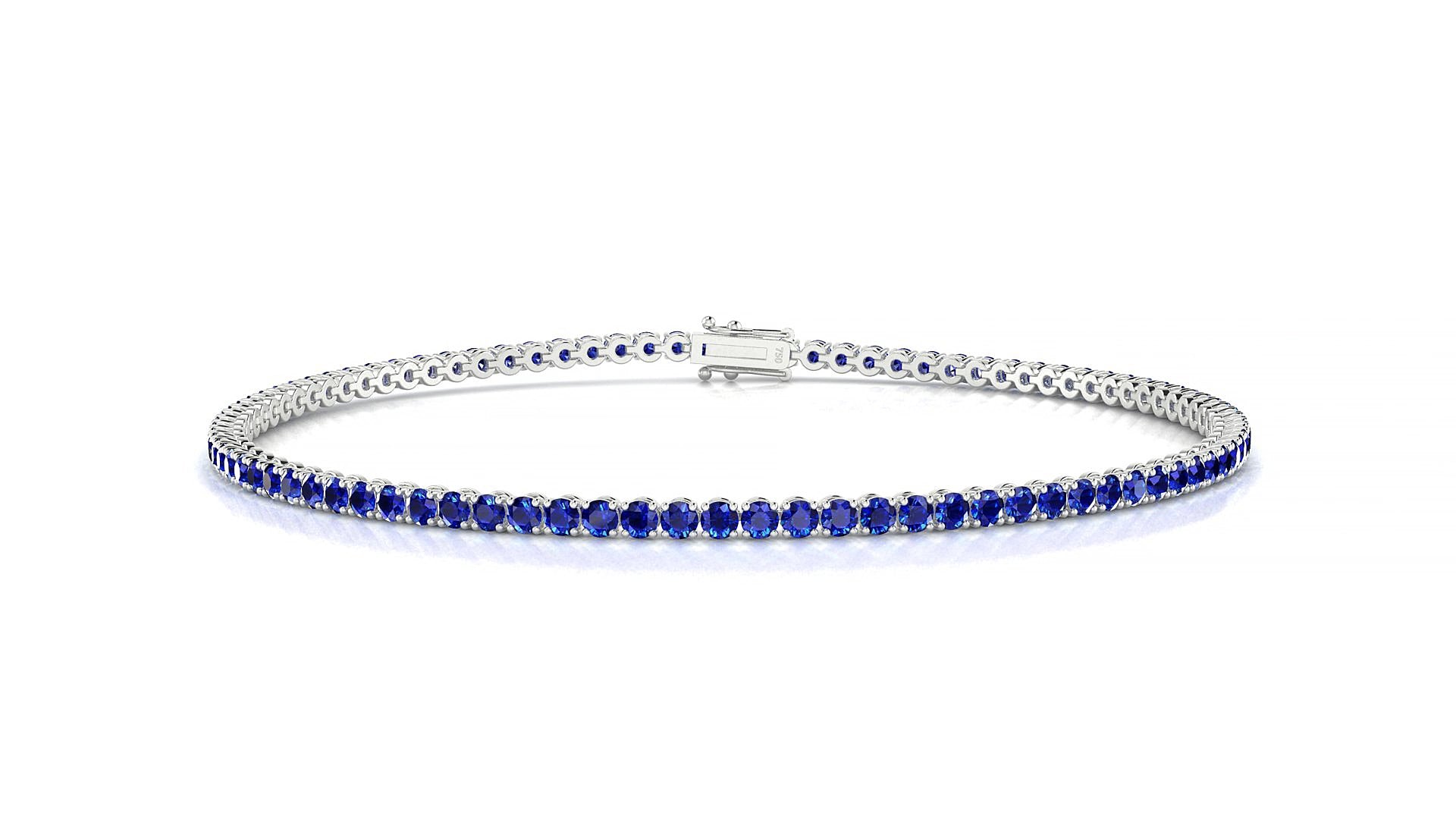 Firenze | 18k White Gold 1.7 mm Round Natural Sapphire 15 cm Tennis Bracelet