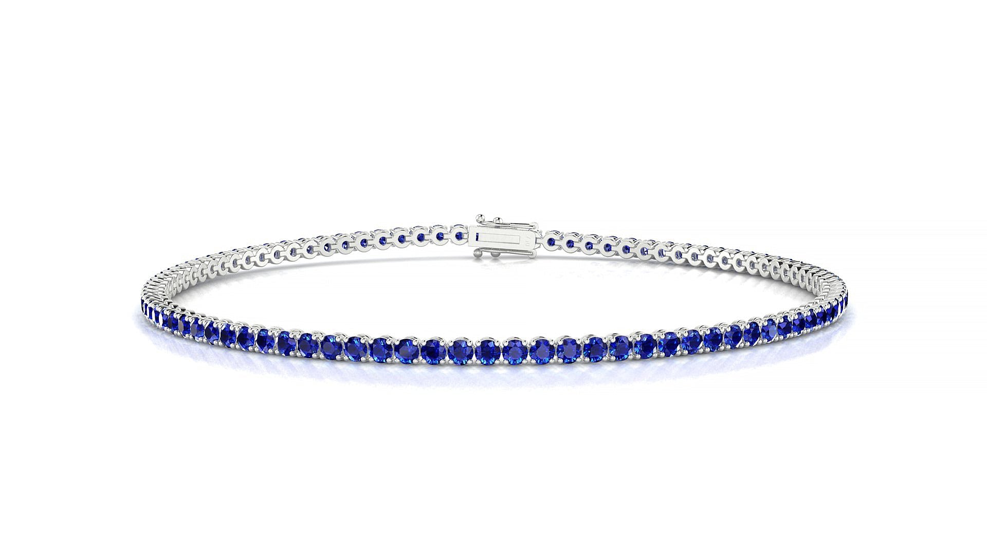 Firenze | 18k White Gold 1.7 mm Round Natural Sapphire Tennis Bracelet