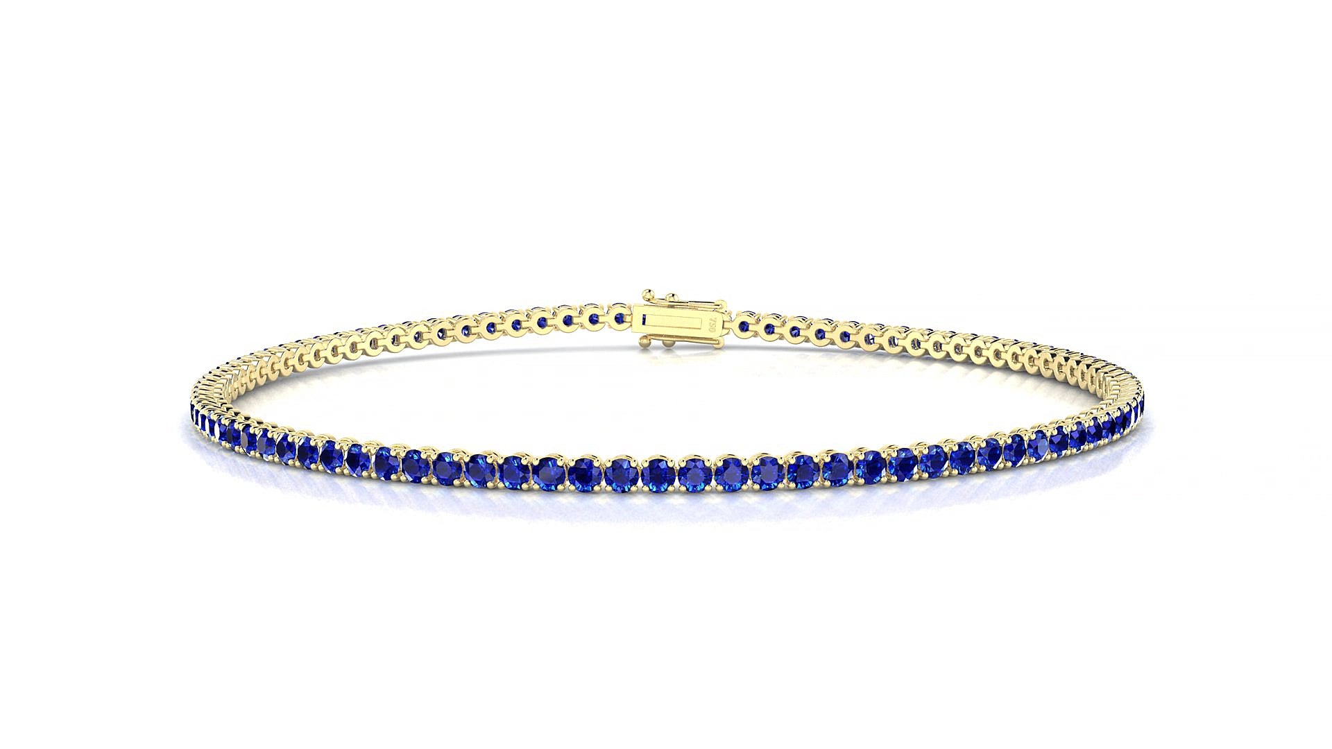 Firenze | 18k Yellow Gold 1.7 mm Round Natural Sapphire 17 cm Tennis Bracelet
