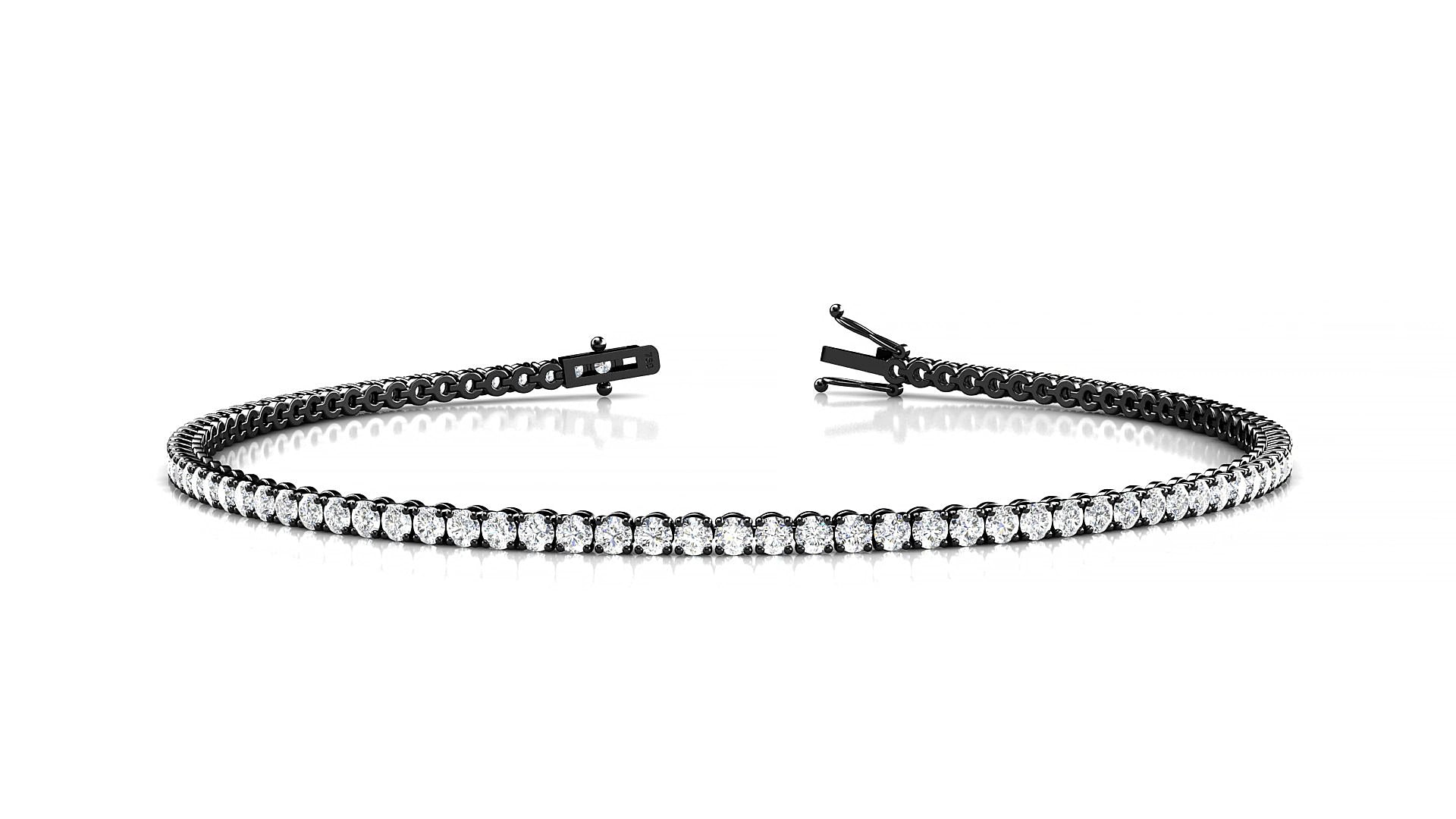Firenze | 18k Black Gold 1.7 mm Round Lab-Grown Diamond 19 cm Tennis Bracelet