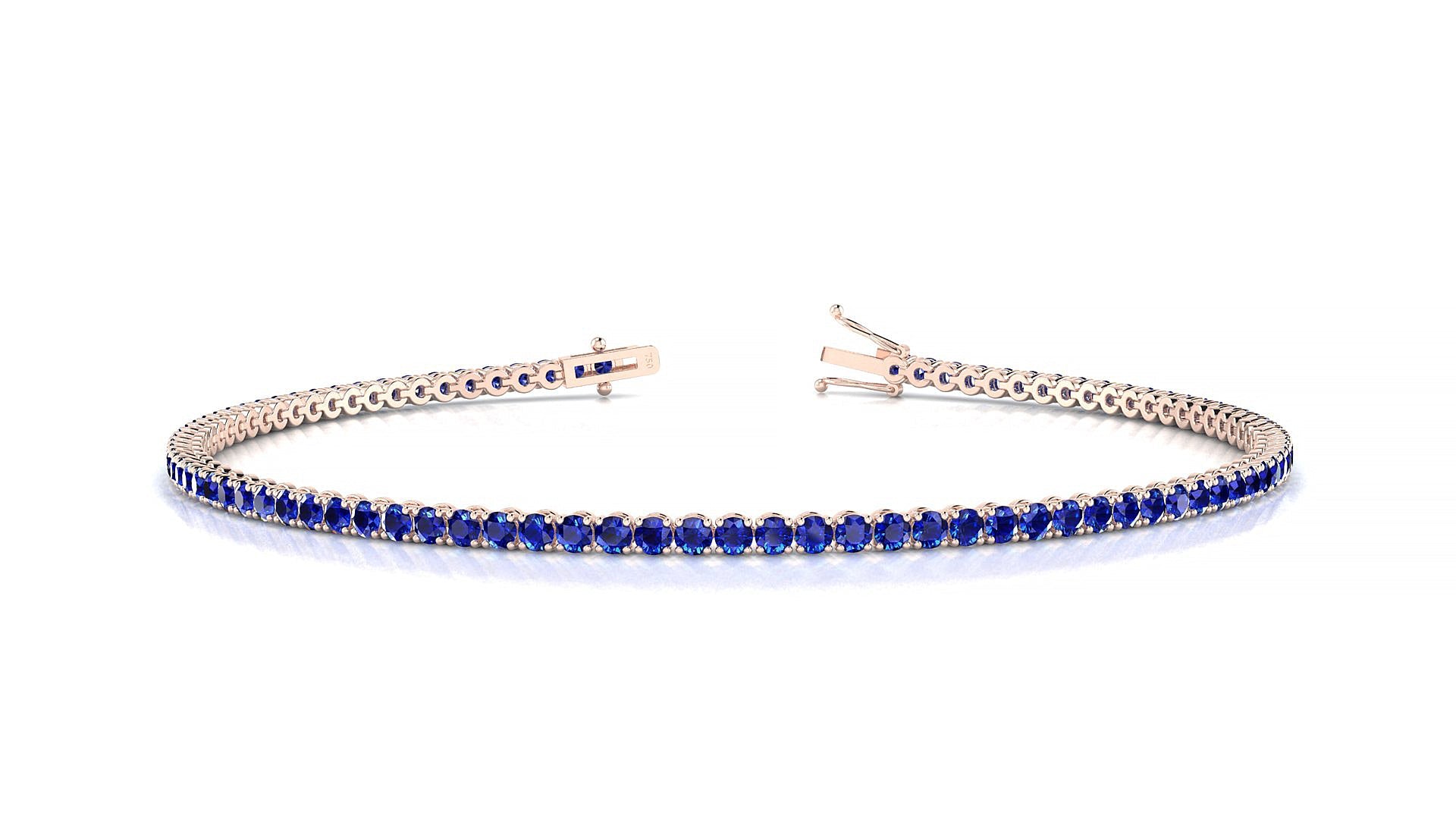 Firenze | 18k Rose Gold 1.7 mm Round Natural Sapphire Tennis Bracelet