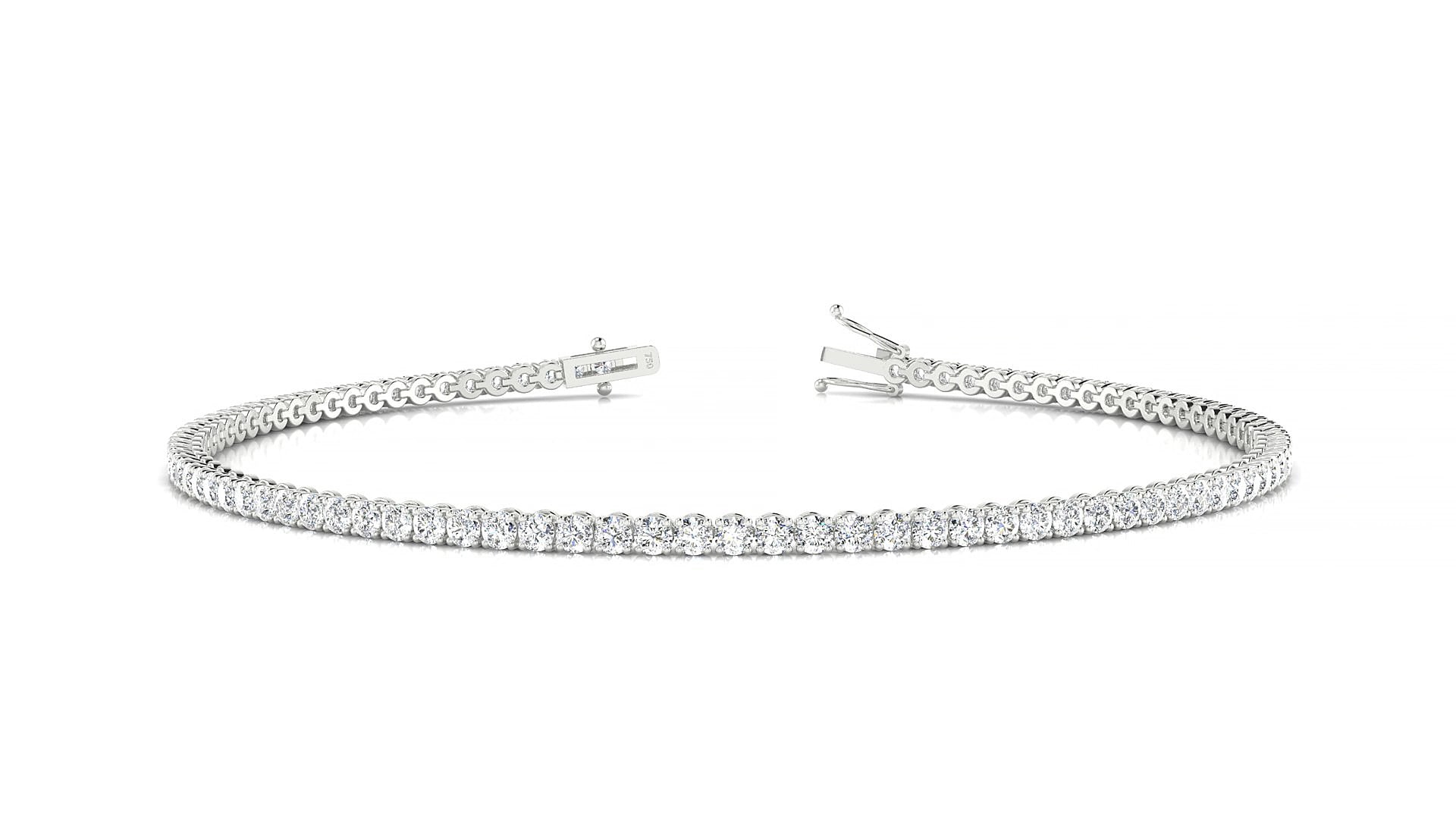 Firenze | 18k White Gold 1.7 mm Round Lab-Grown Diamond 18 cm Tennis Bracelet
