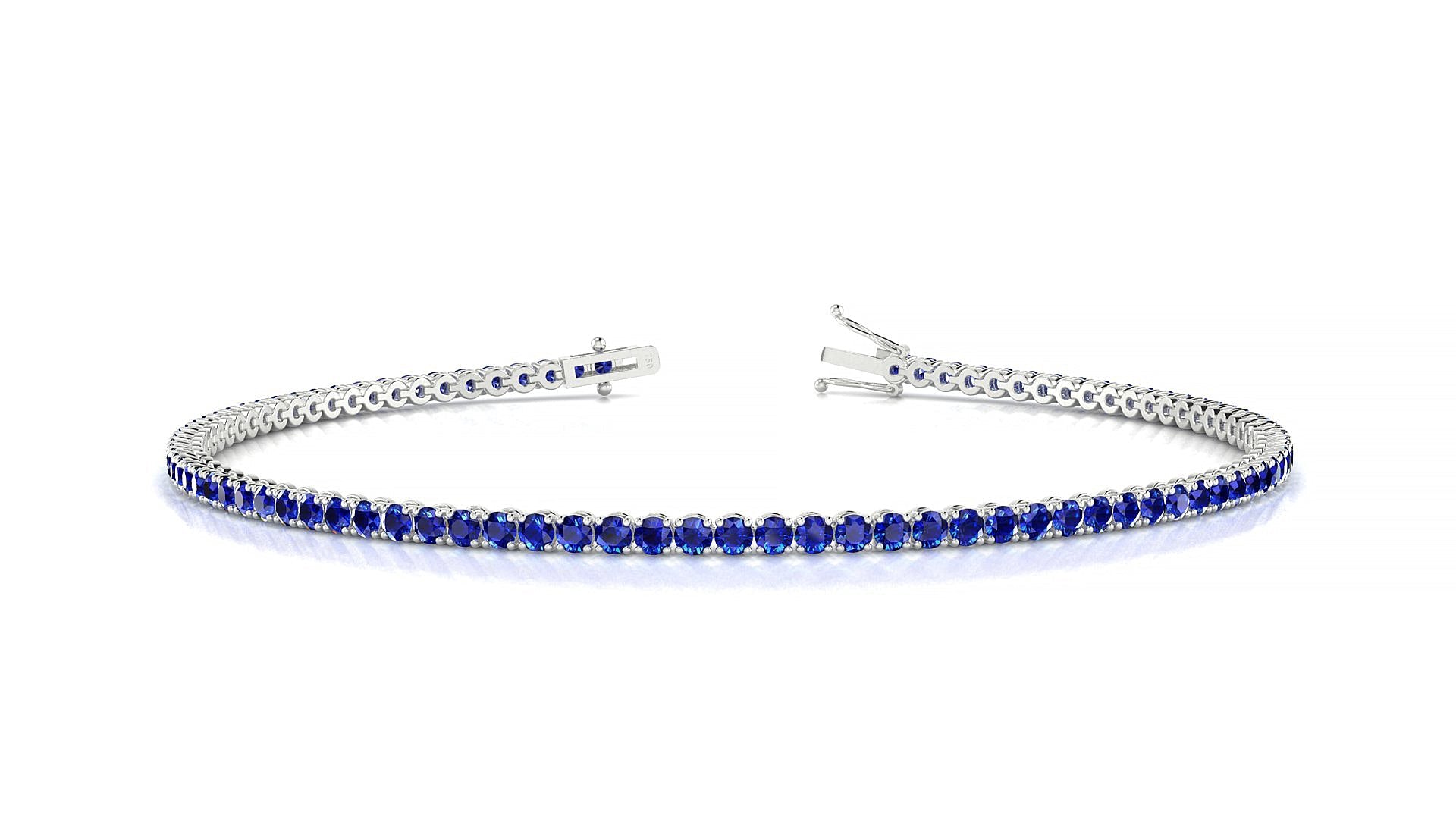 Firenze | 18k White Gold 1.7 mm Round Natural Sapphire Tennis Bracelet