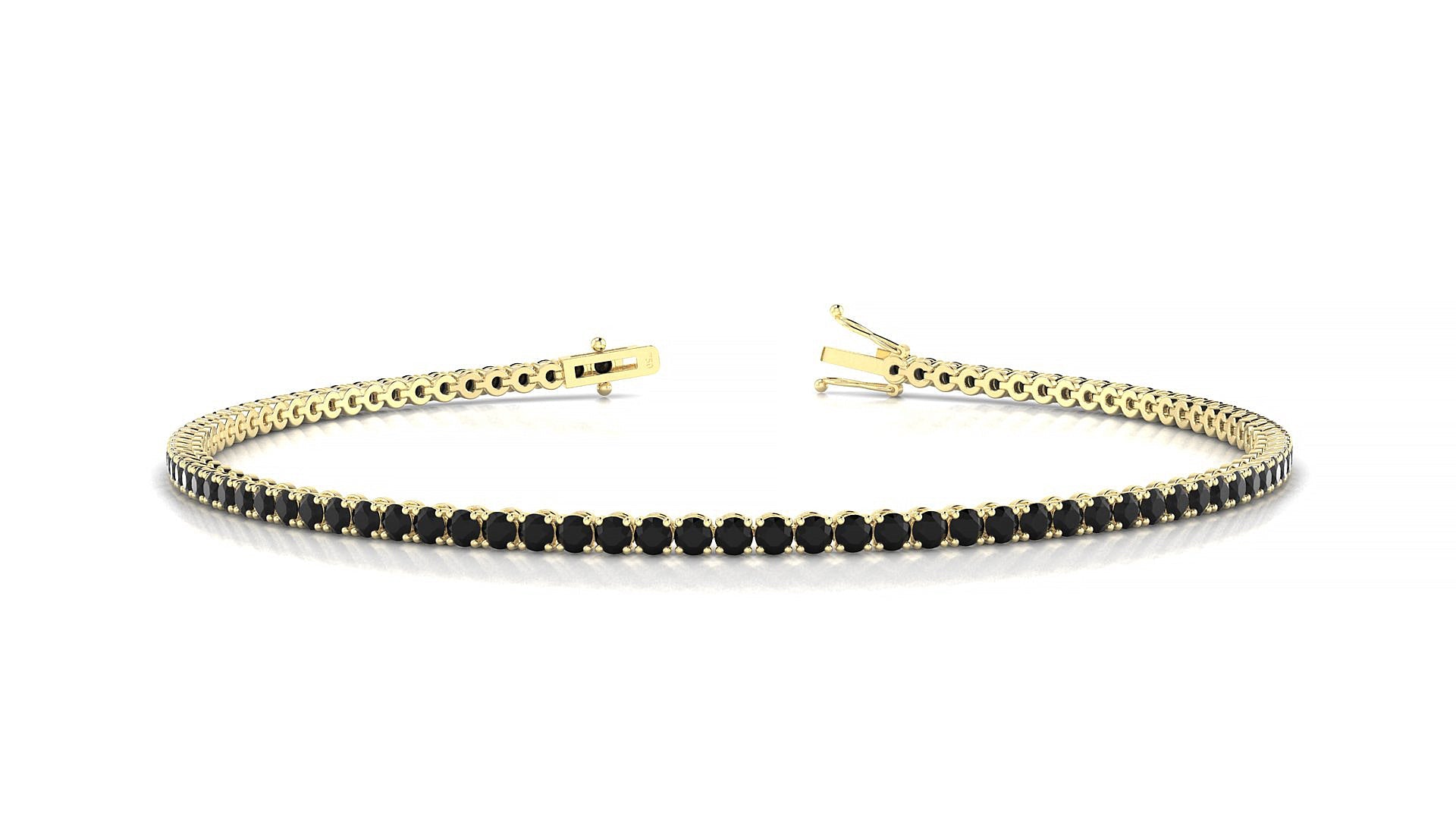 Firenze | 18k Yellow Gold 1.7 mm Round Natural Black Diamond Tennis Bracelet