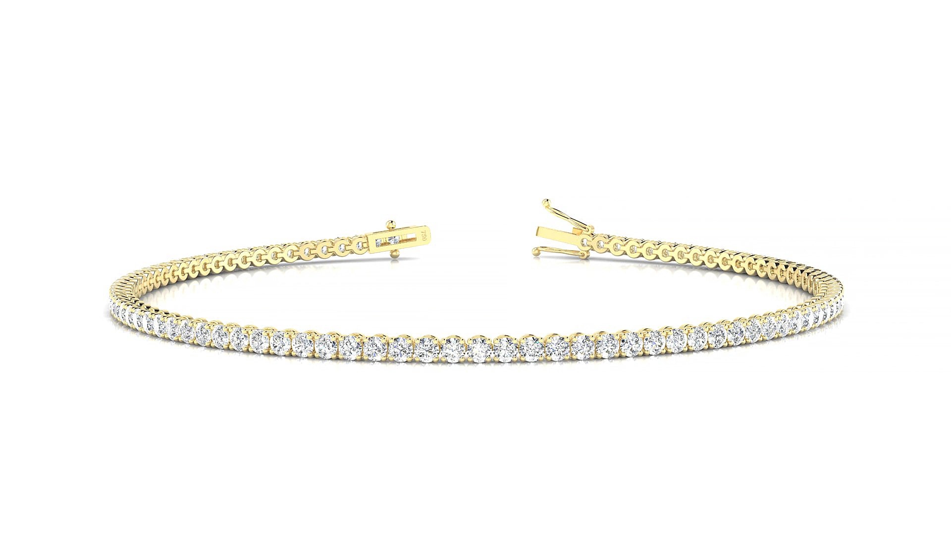 Firenze | 18k Yellow Gold 1.7 mm Round Natural Diamond 17 cm Tennis Bracelet