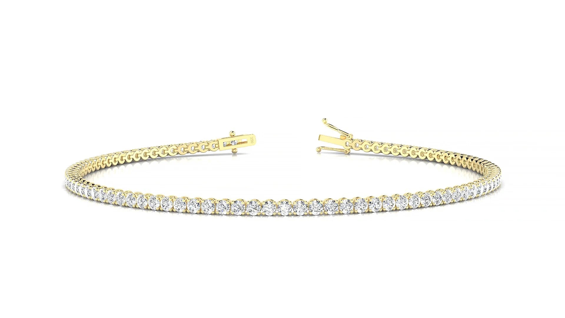 Firenze | 18k Yellow Gold 1.7 mm Round Lab-Grown Diamond 18 cm Tennis Bracelet