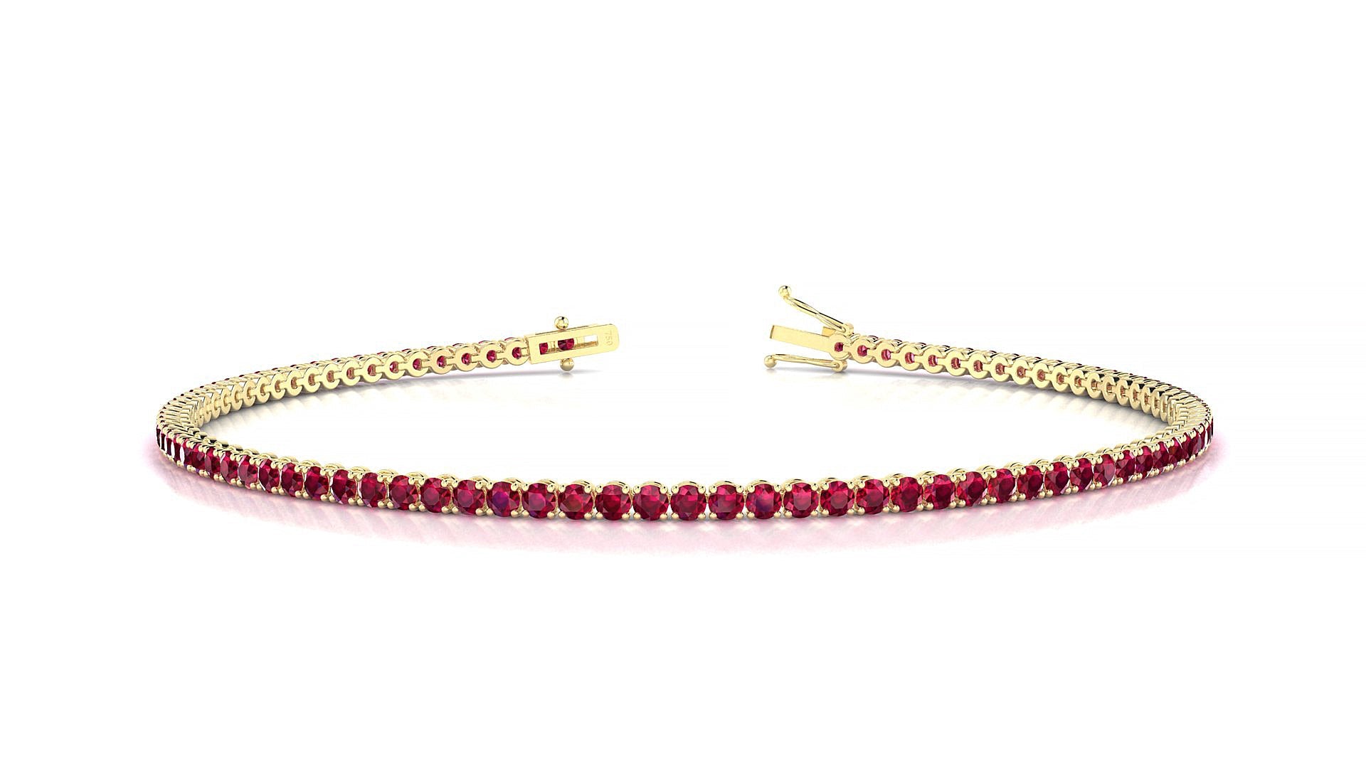 Firenze | 18k Yellow Gold 1.7 mm Round Natural Ruby Tennis Bracelet