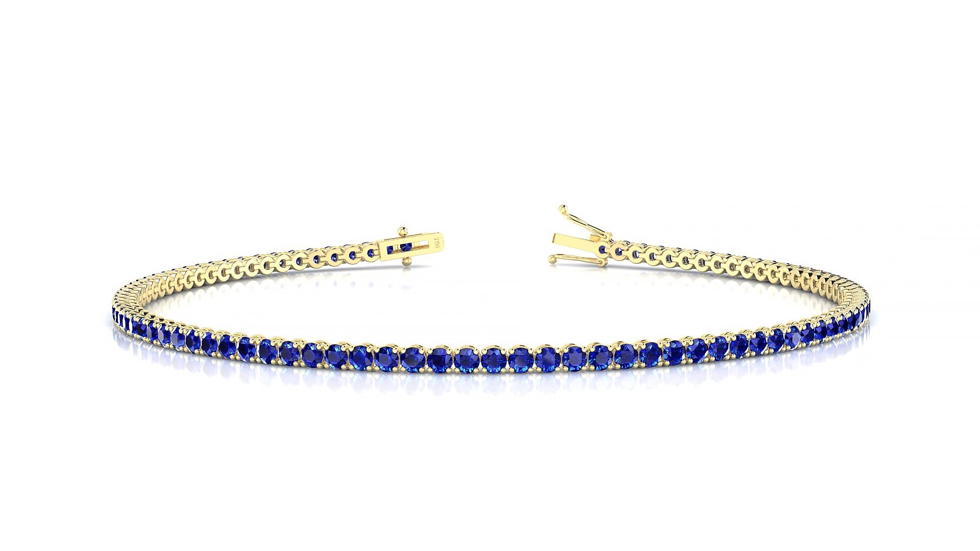 Firenze | 18k Yellow Gold 1.7 mm Round Natural Sapphire 18 cm Tennis Bracelet