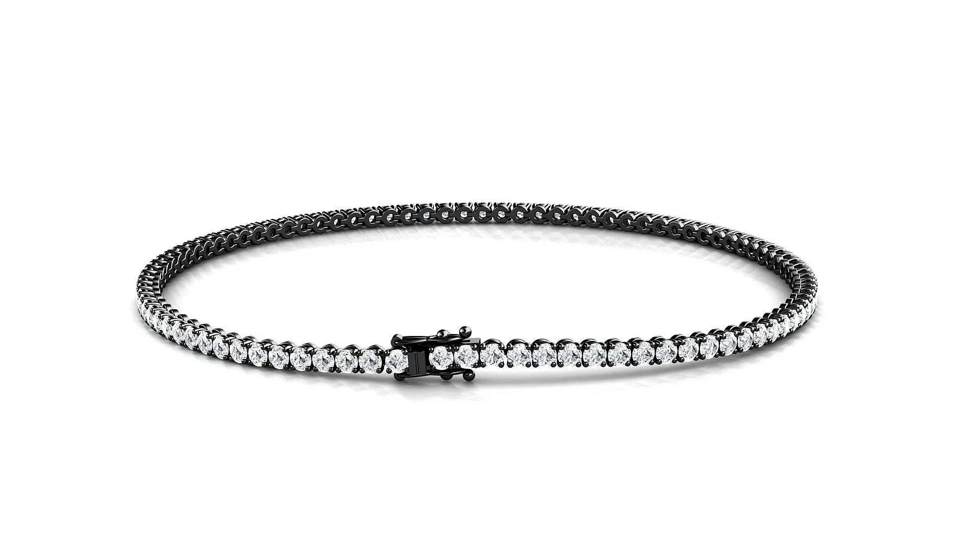 Firenze | 18k Black Gold 1.7 mm Round Lab-Grown Diamond 18 cm Tennis Bracelet
